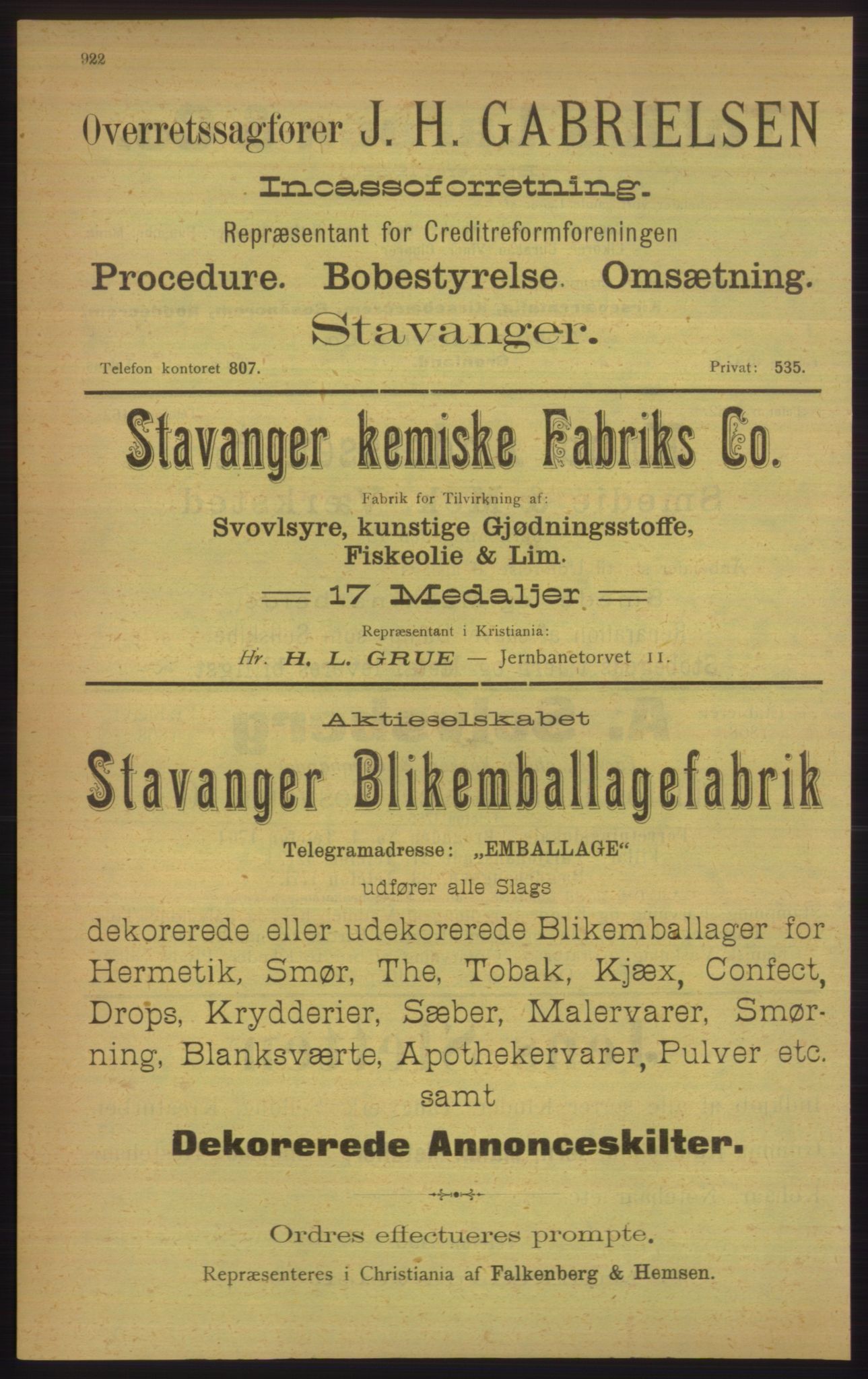 Kristiania/Oslo adressebok, PUBL/-, 1906, s. 922