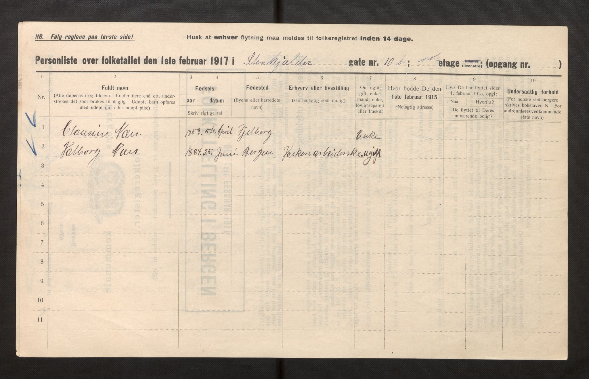 SAB, Kommunal folketelling 1917 for Bergen kjøpstad, 1917, s. 37208