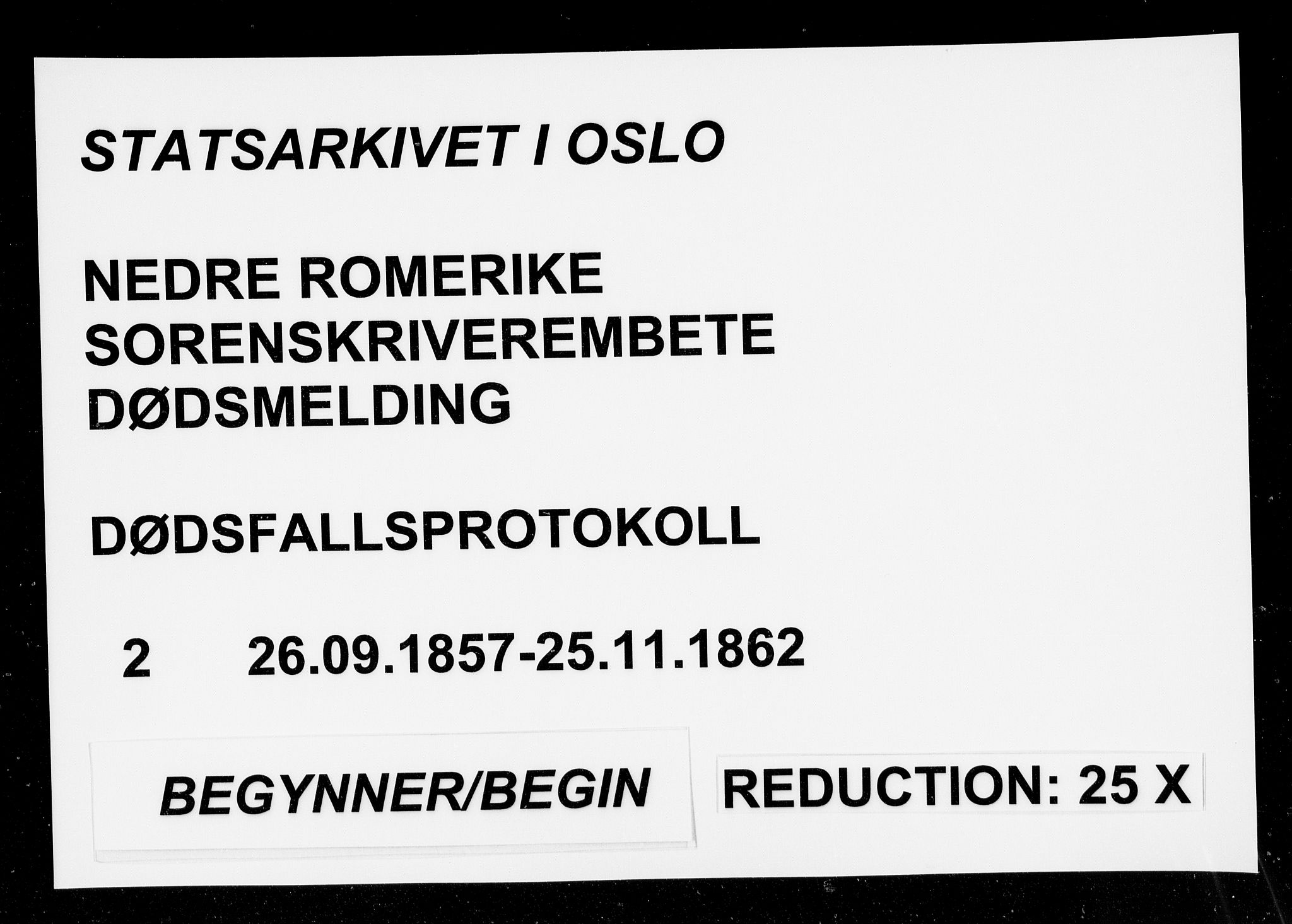 Nedre Romerike sorenskriveri, SAO/A-10469/H/Hb/Hba/L0002: Dødsfallsprotokoll, rekke I , 1857-1862