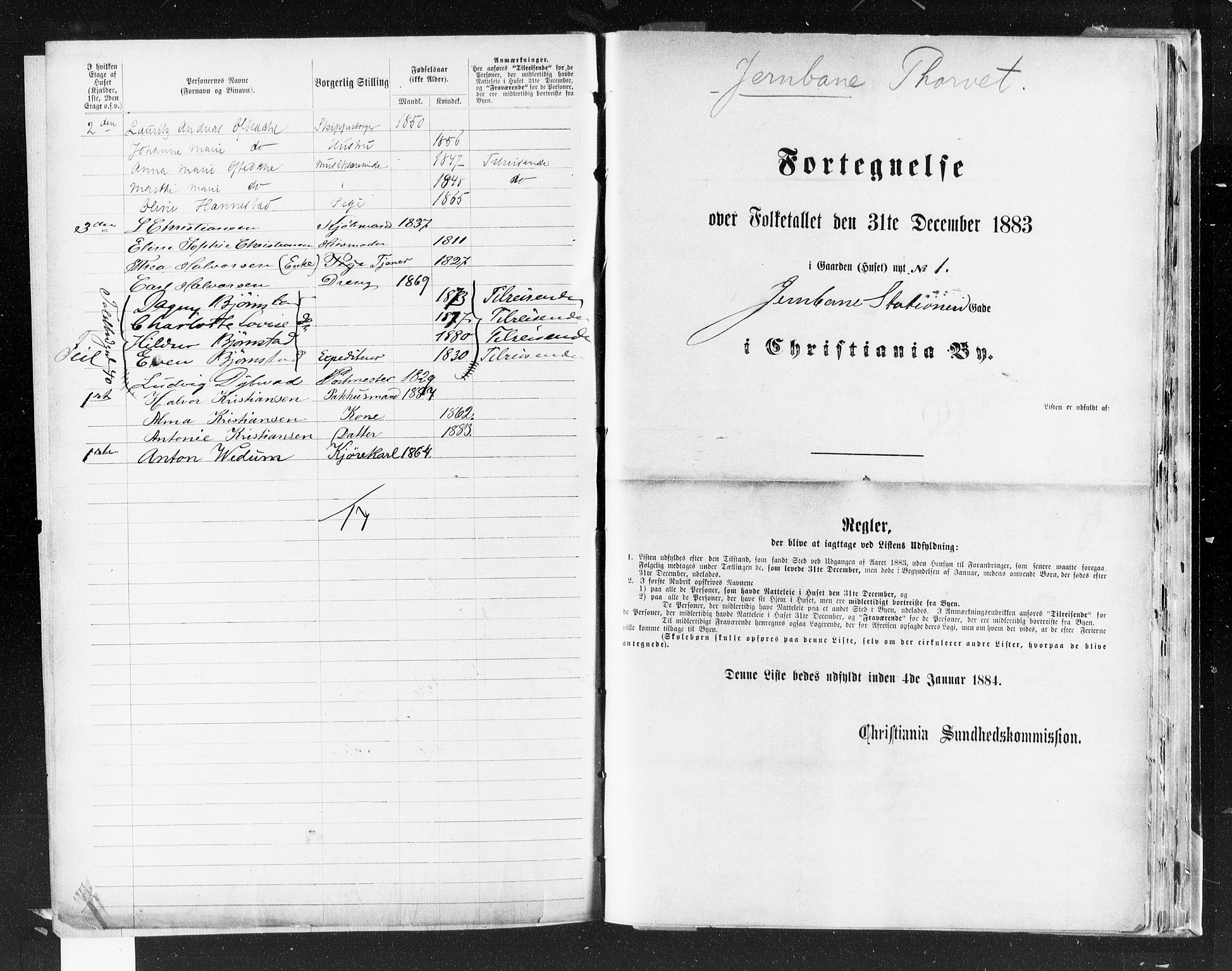 OBA, Kommunal folketelling 31.12.1883 for Kristiania kjøpstad, 1883, s. 1954