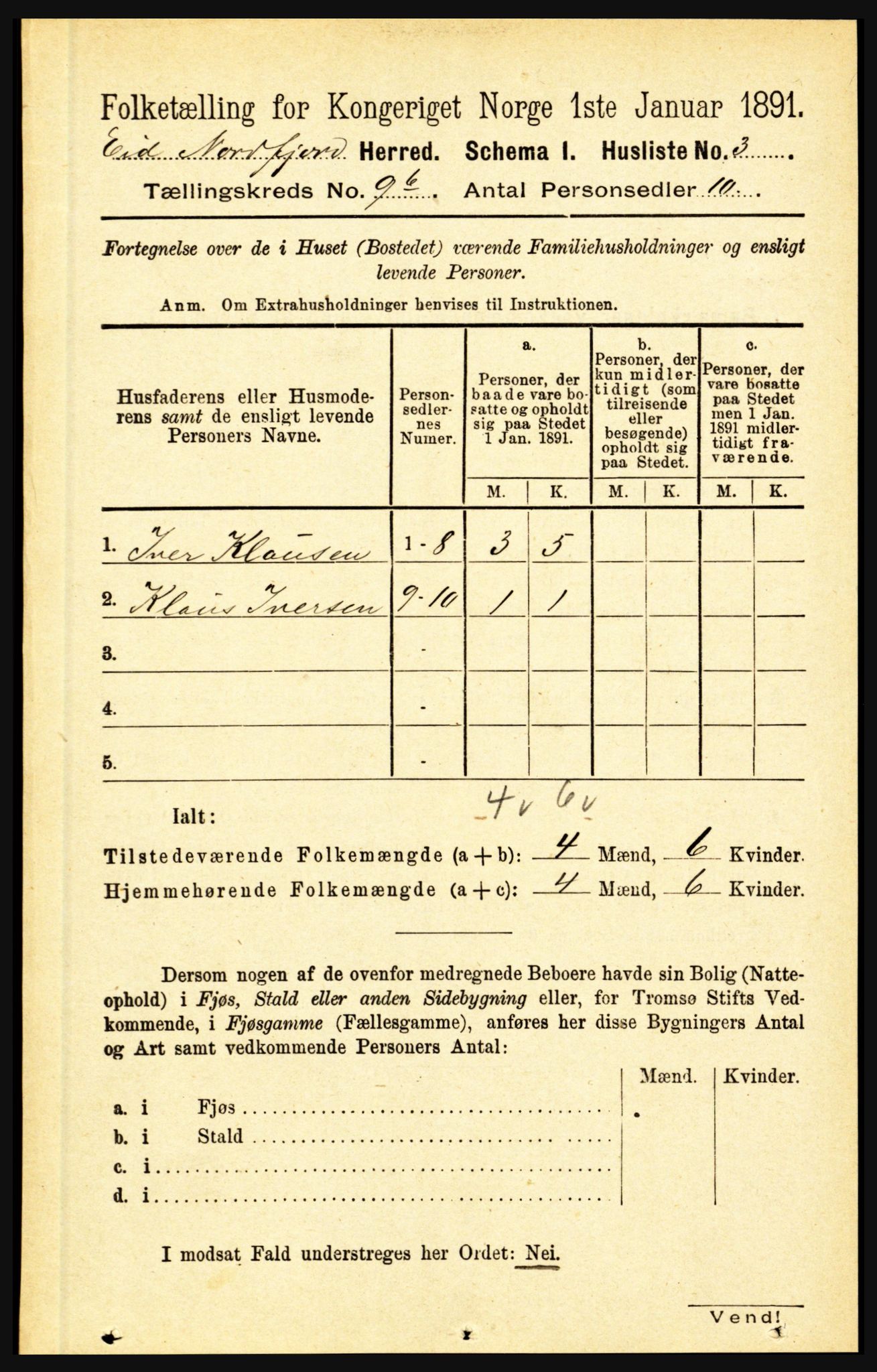 RA, Folketelling 1891 for 1443 Eid herred, 1891, s. 2445