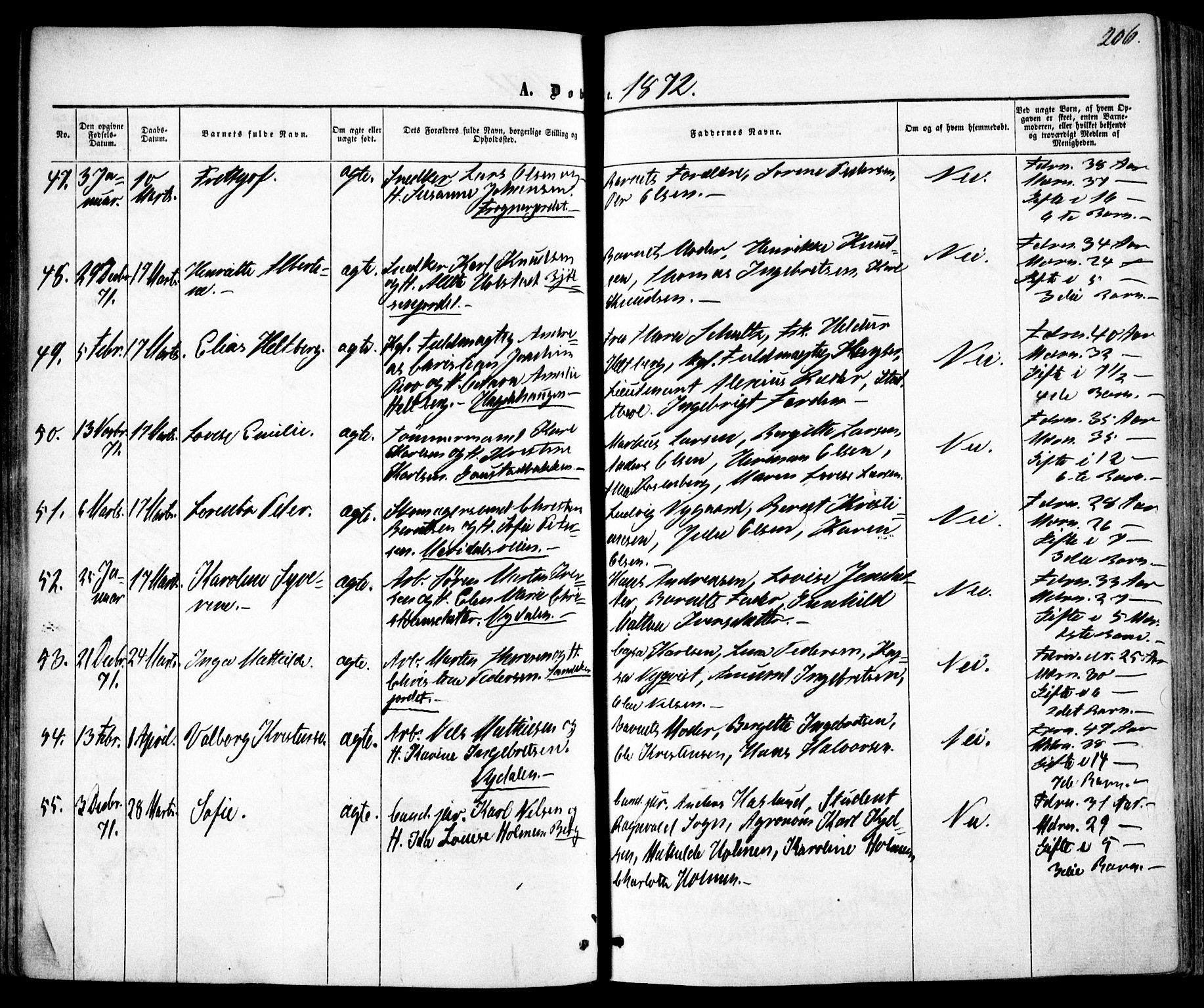 Vestre Aker prestekontor Kirkebøker, AV/SAO-A-10025/F/Fa/L0004: Ministerialbok nr. 4, 1857-1877, s. 206