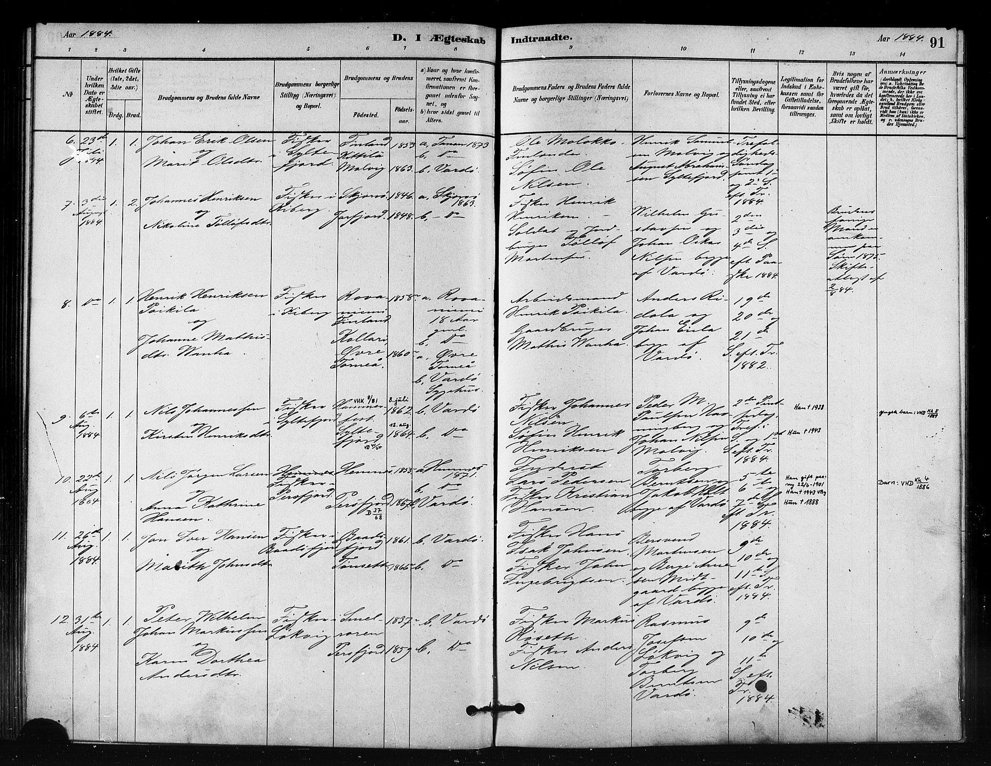 Vardø sokneprestkontor, AV/SATØ-S-1332/H/Ha/L0008kirke: Ministerialbok nr. 8, 1879-1887, s. 91