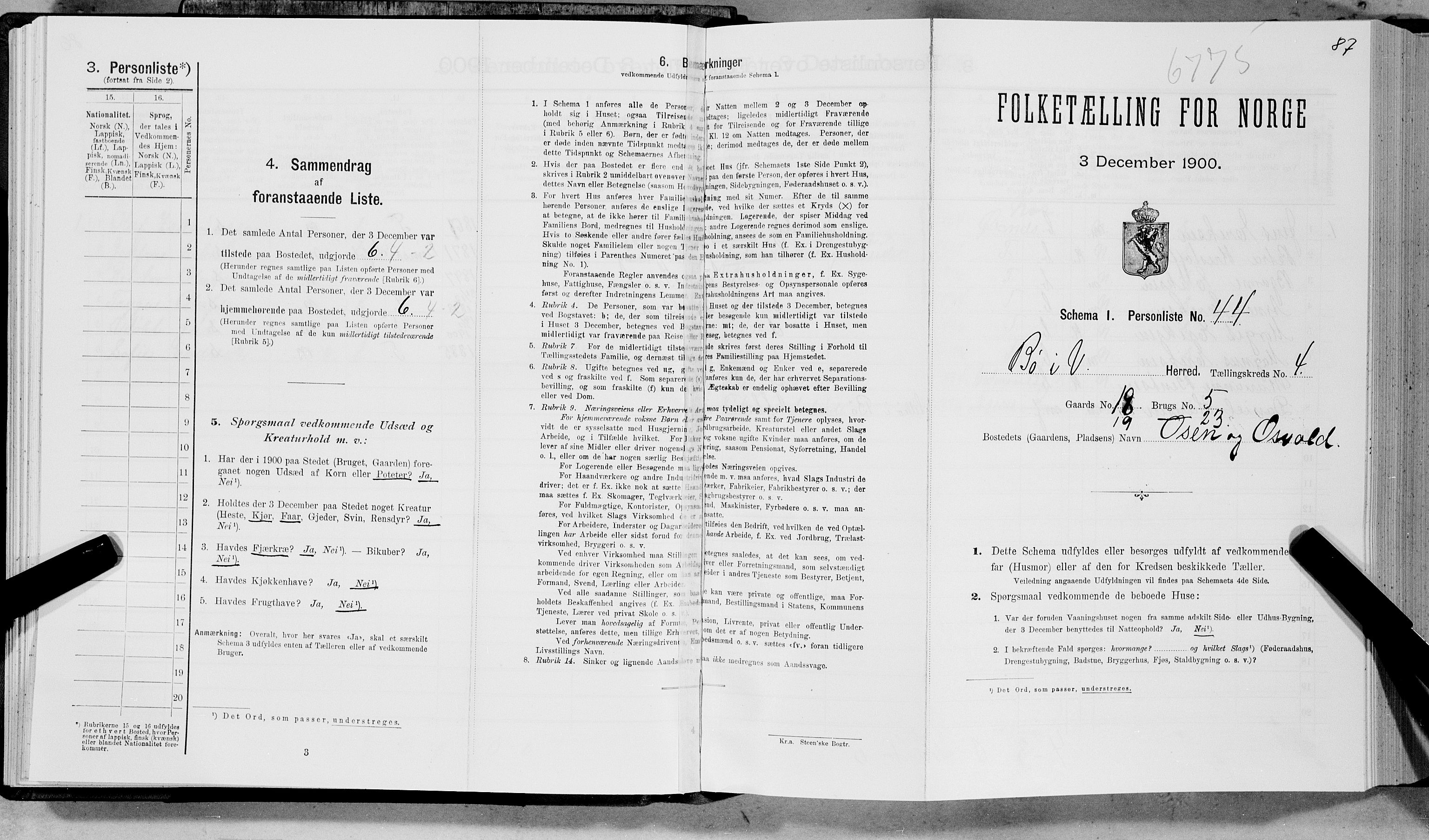 SAT, Folketelling 1900 for 1867 Bø herred, 1900, s. 497