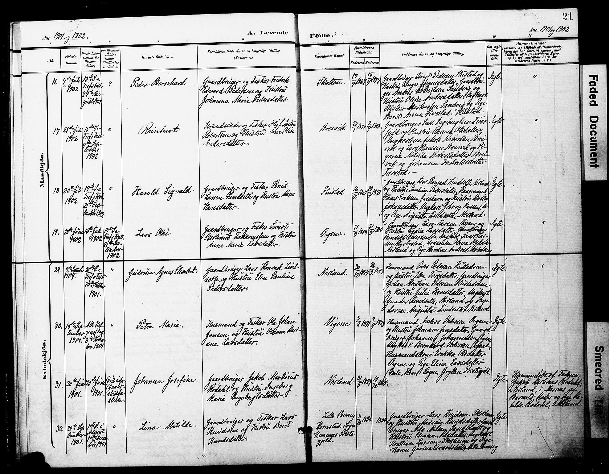 Ministerialprotokoller, klokkerbøker og fødselsregistre - Møre og Romsdal, AV/SAT-A-1454/567/L0779: Ministerialbok nr. 567A02, 1898-1902, s. 21