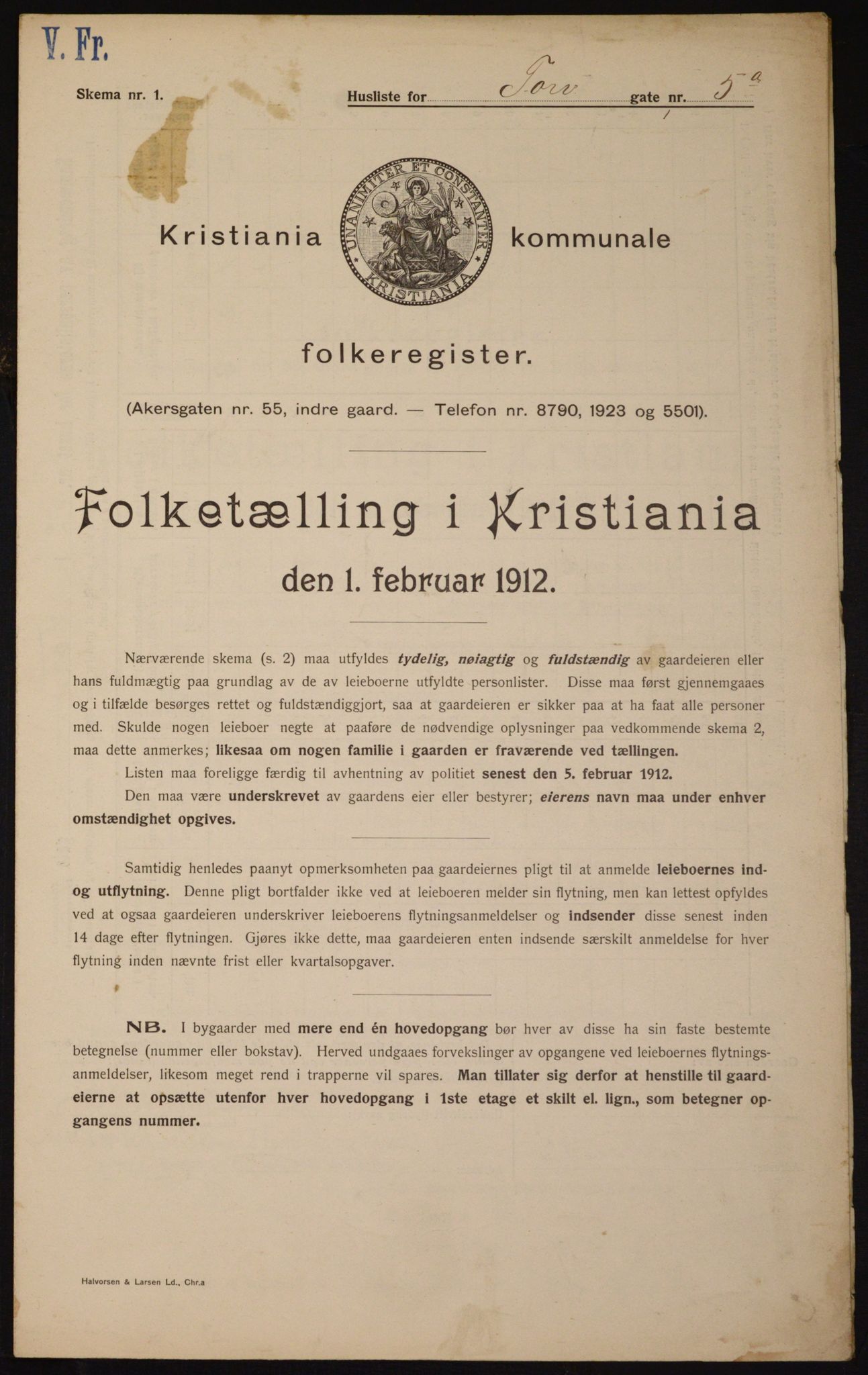 OBA, Kommunal folketelling 1.2.1912 for Kristiania, 1912, s. 113897