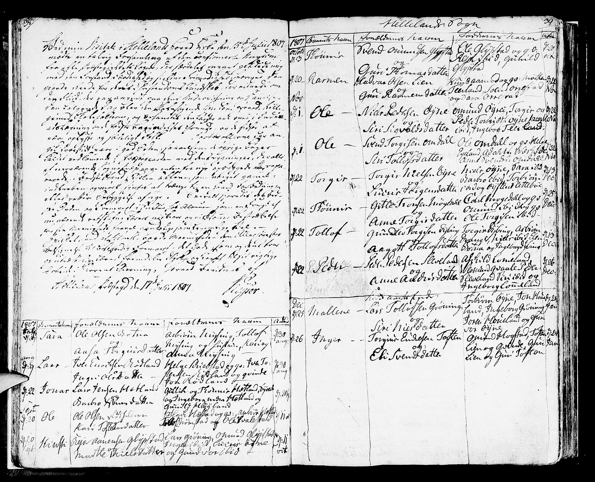 Helleland sokneprestkontor, AV/SAST-A-101810: Ministerialbok nr. A 3 /1, 1791-1817, s. 38-39