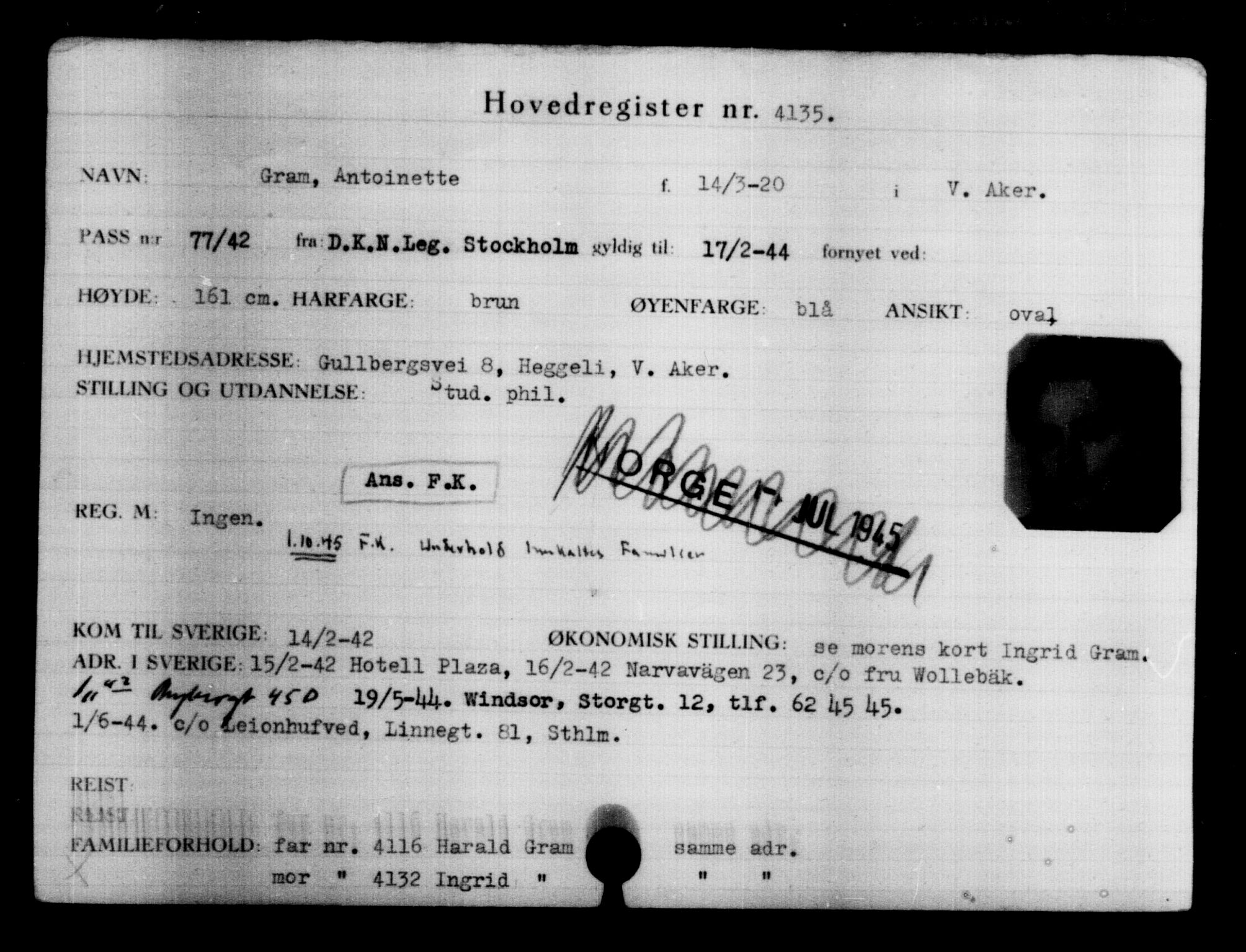 Den Kgl. Norske Legasjons Flyktningskontor, AV/RA-S-6753/V/Va/L0004: Kjesäterkartoteket.  Flyktningenr. 3496-6610, 1940-1945, s. 759