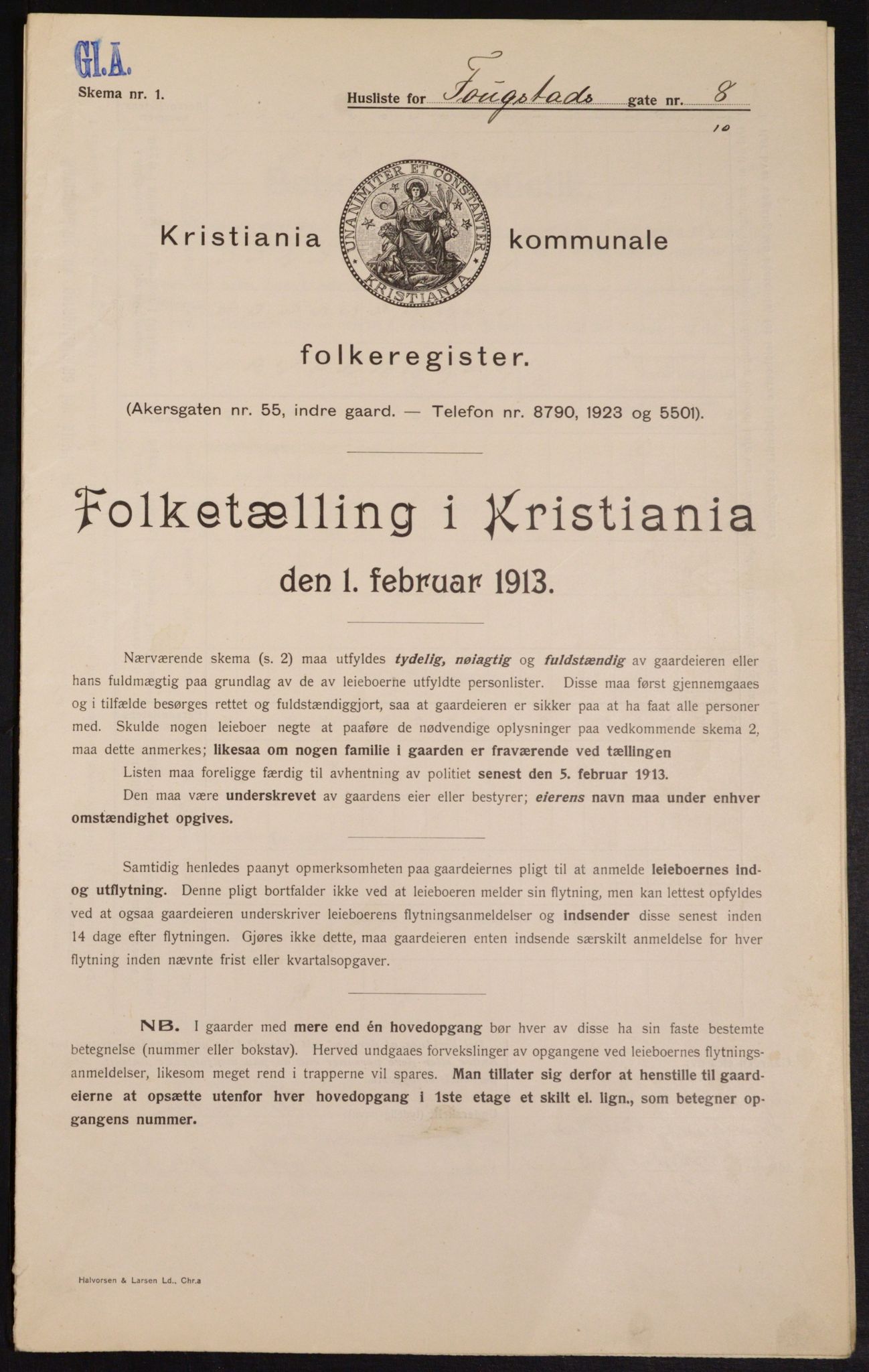 OBA, Kommunal folketelling 1.2.1913 for Kristiania, 1913, s. 25478