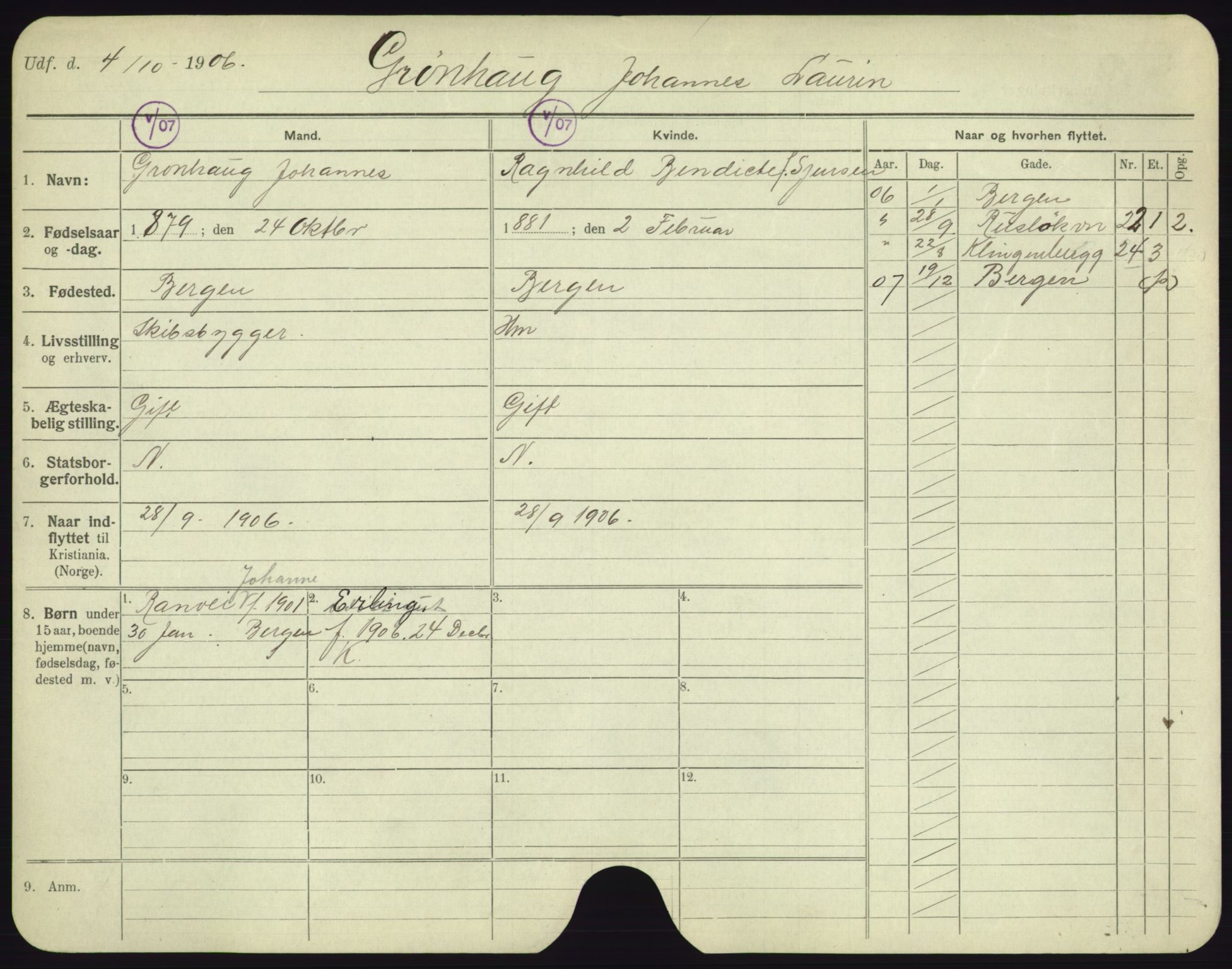 Oslo folkeregister, Registerkort, AV/SAO-A-11715/F/Fa/Fac/L0003: Menn, 1906-1914, s. 655a