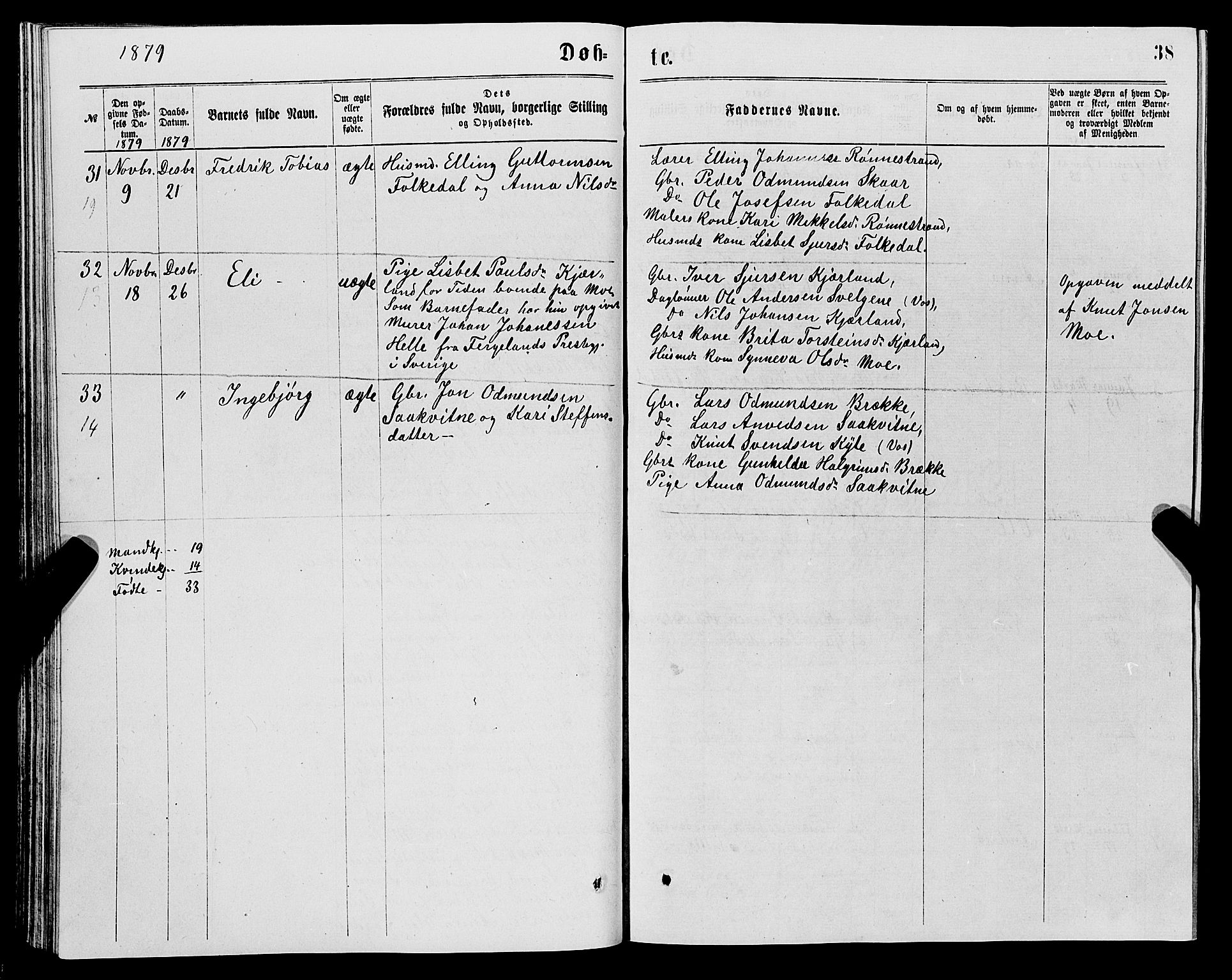 Ulvik sokneprestembete, AV/SAB-A-78801/H/Hab: Klokkerbok nr. B 2, 1869-1883, s. 38