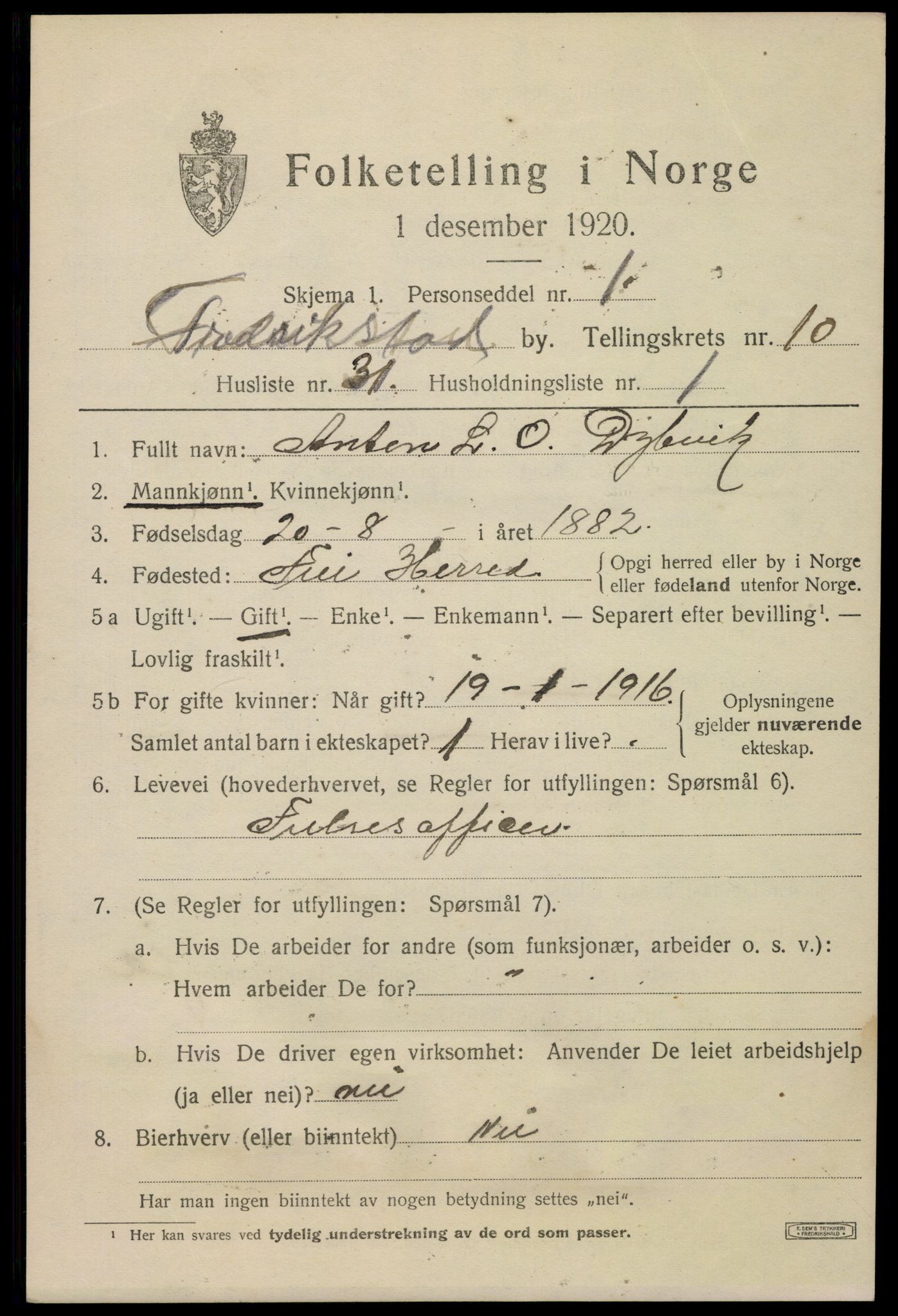 SAO, Folketelling 1920 for 0103 Fredrikstad kjøpstad, 1920, s. 27359