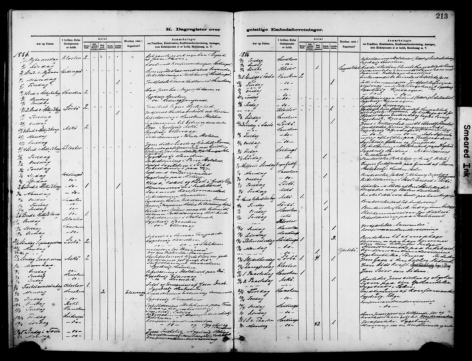 Rennesøy sokneprestkontor, SAST/A -101827/H/Ha/Haa/L0012: Ministerialbok nr. A 13, 1885-1917, s. 213