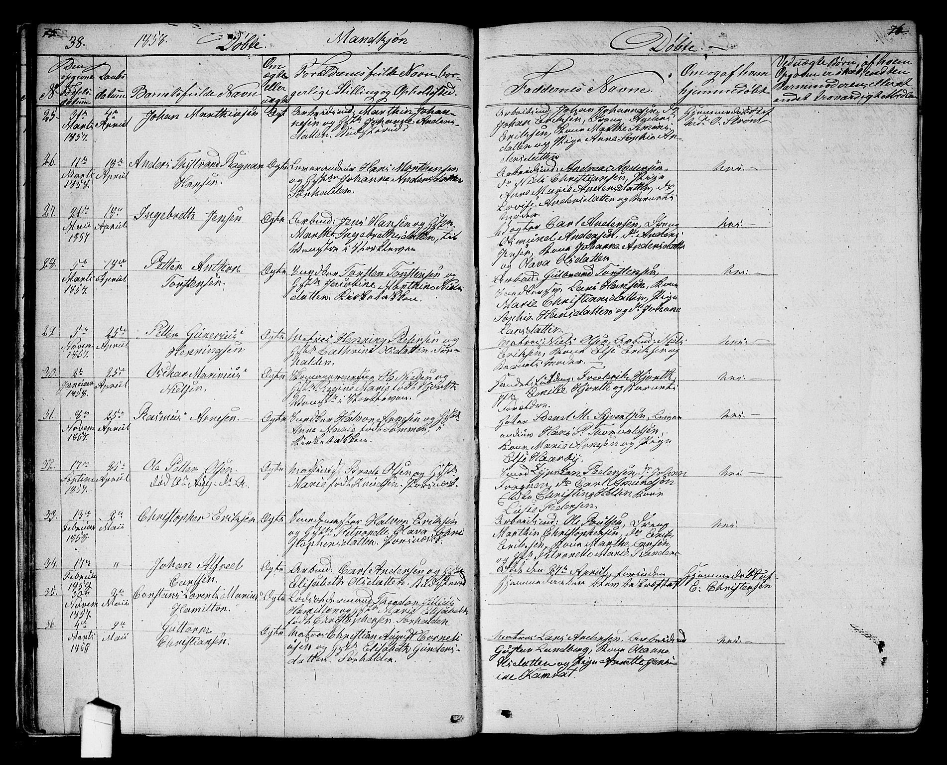 Halden prestekontor Kirkebøker, AV/SAO-A-10909/G/Ga/L0005a: Klokkerbok nr. 5A, 1855-1864, s. 38