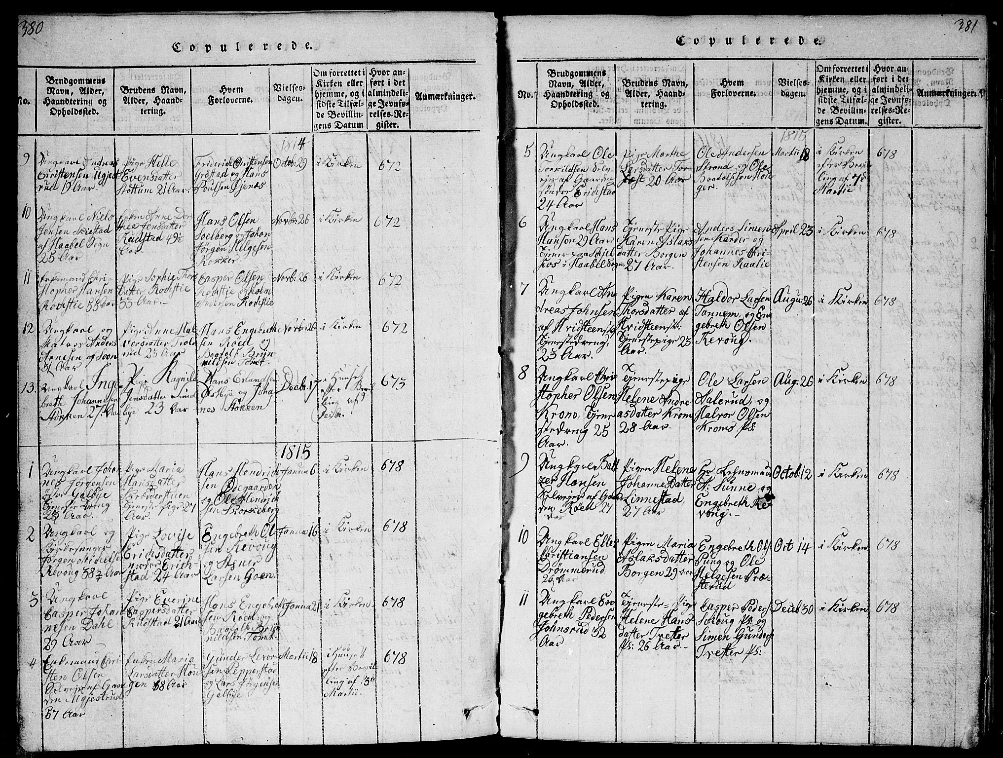 Vestby prestekontor Kirkebøker, AV/SAO-A-10893/F/Fa/L0005: Ministerialbok nr. I 5, 1814-1827, s. 380-381
