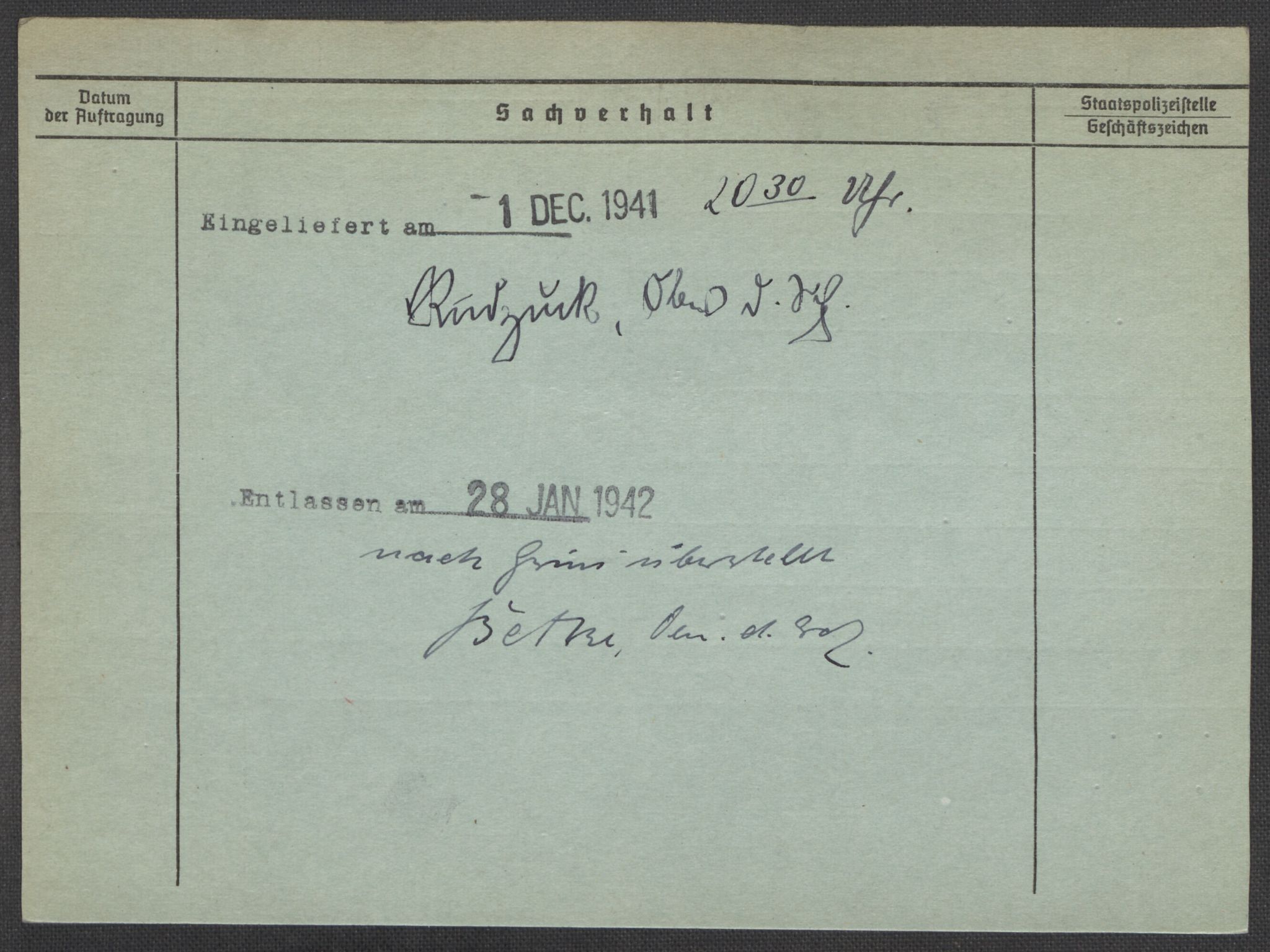 Befehlshaber der Sicherheitspolizei und des SD, AV/RA-RAFA-5969/E/Ea/Eaa/L0008: Register over norske fanger i Møllergata 19: Oelze-Ru, 1940-1945, s. 1101