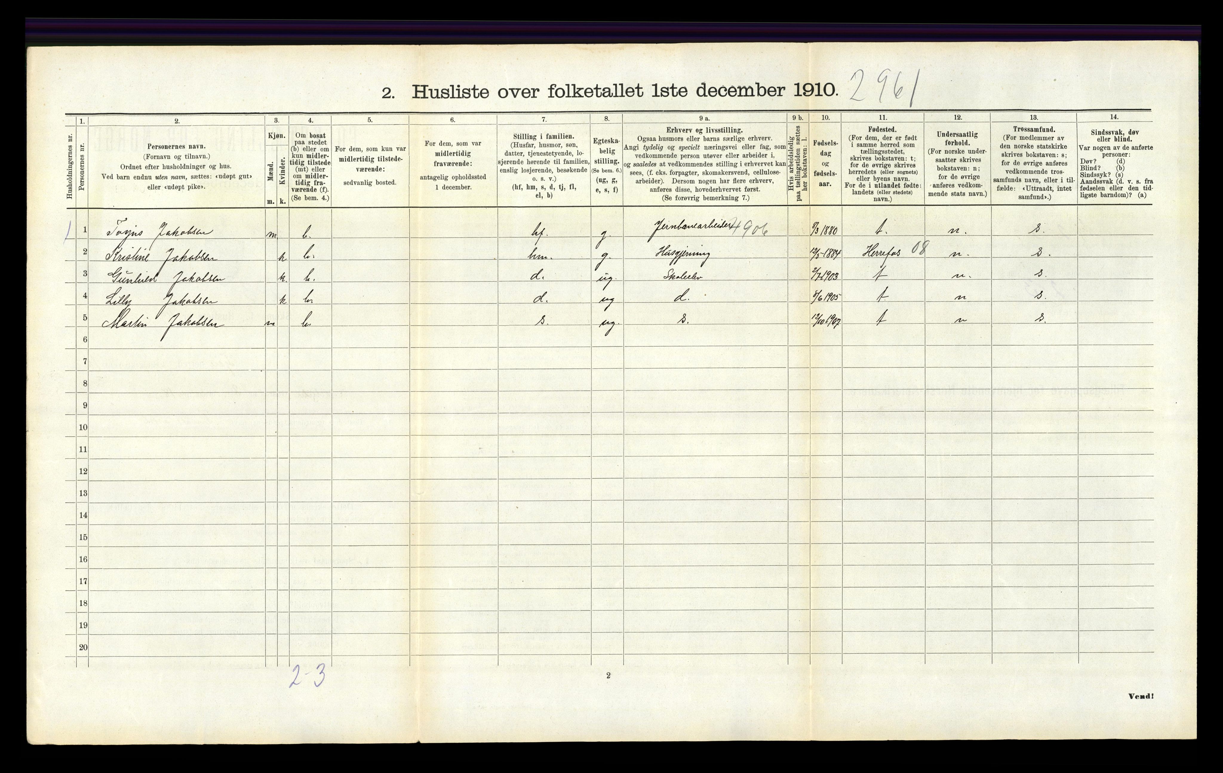 RA, Folketelling 1910 for 0923 Fjære herred, 1910, s. 438