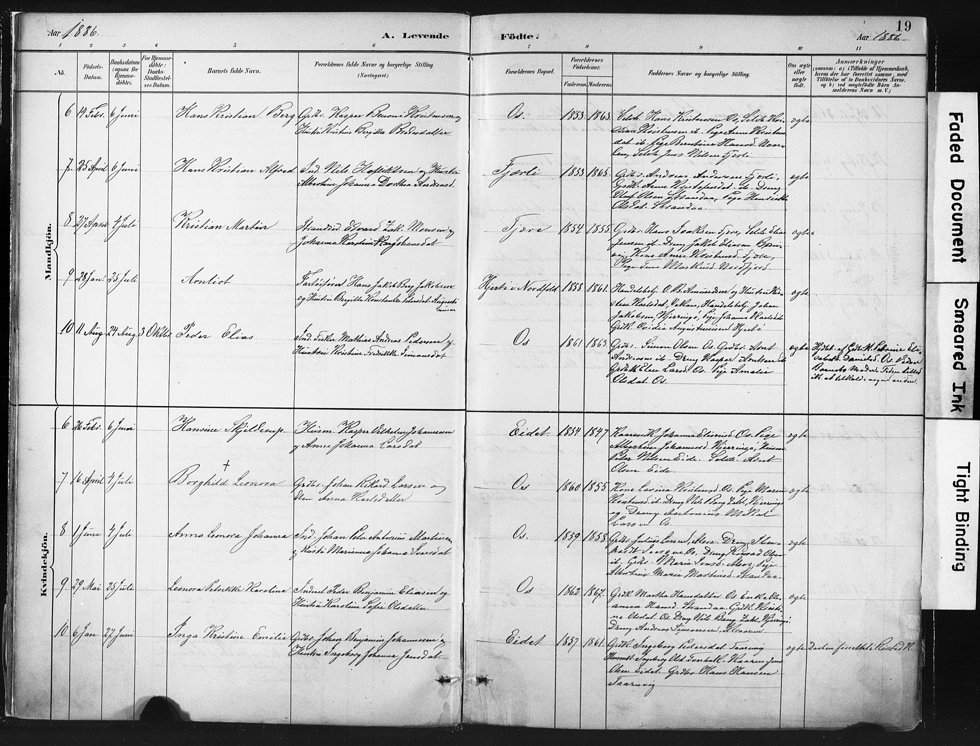 Ministerialprotokoller, klokkerbøker og fødselsregistre - Nordland, AV/SAT-A-1459/803/L0071: Ministerialbok nr. 803A01, 1881-1897, s. 19
