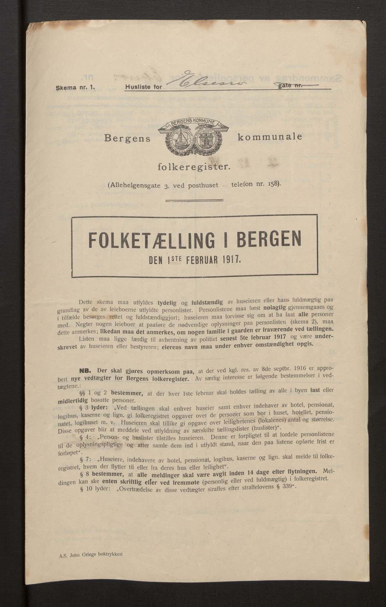 SAB, Kommunal folketelling 1917 for Bergen kjøpstad, 1917, s. 6569