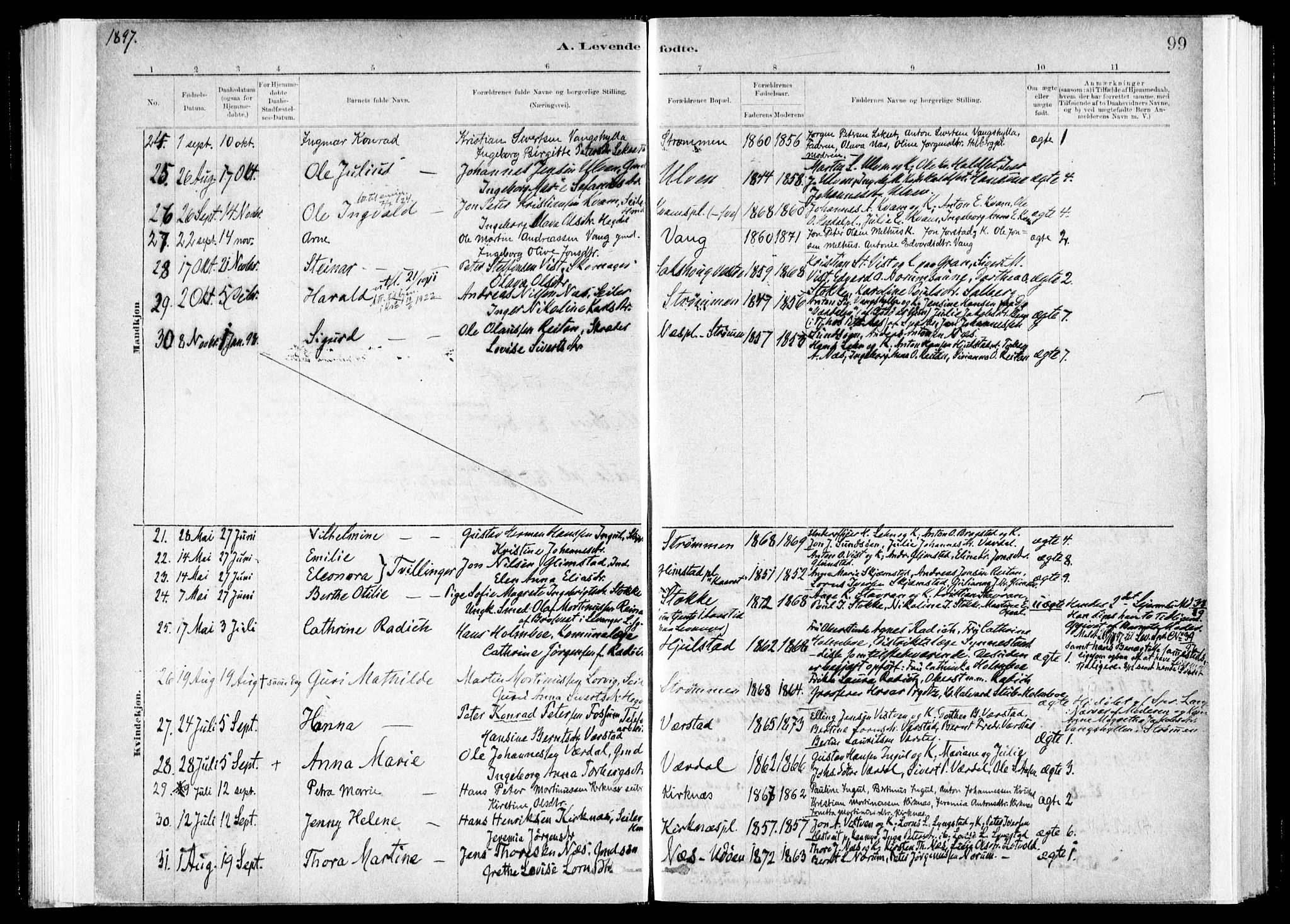 Ministerialprotokoller, klokkerbøker og fødselsregistre - Nord-Trøndelag, SAT/A-1458/730/L0285: Ministerialbok nr. 730A10, 1879-1914, s. 99
