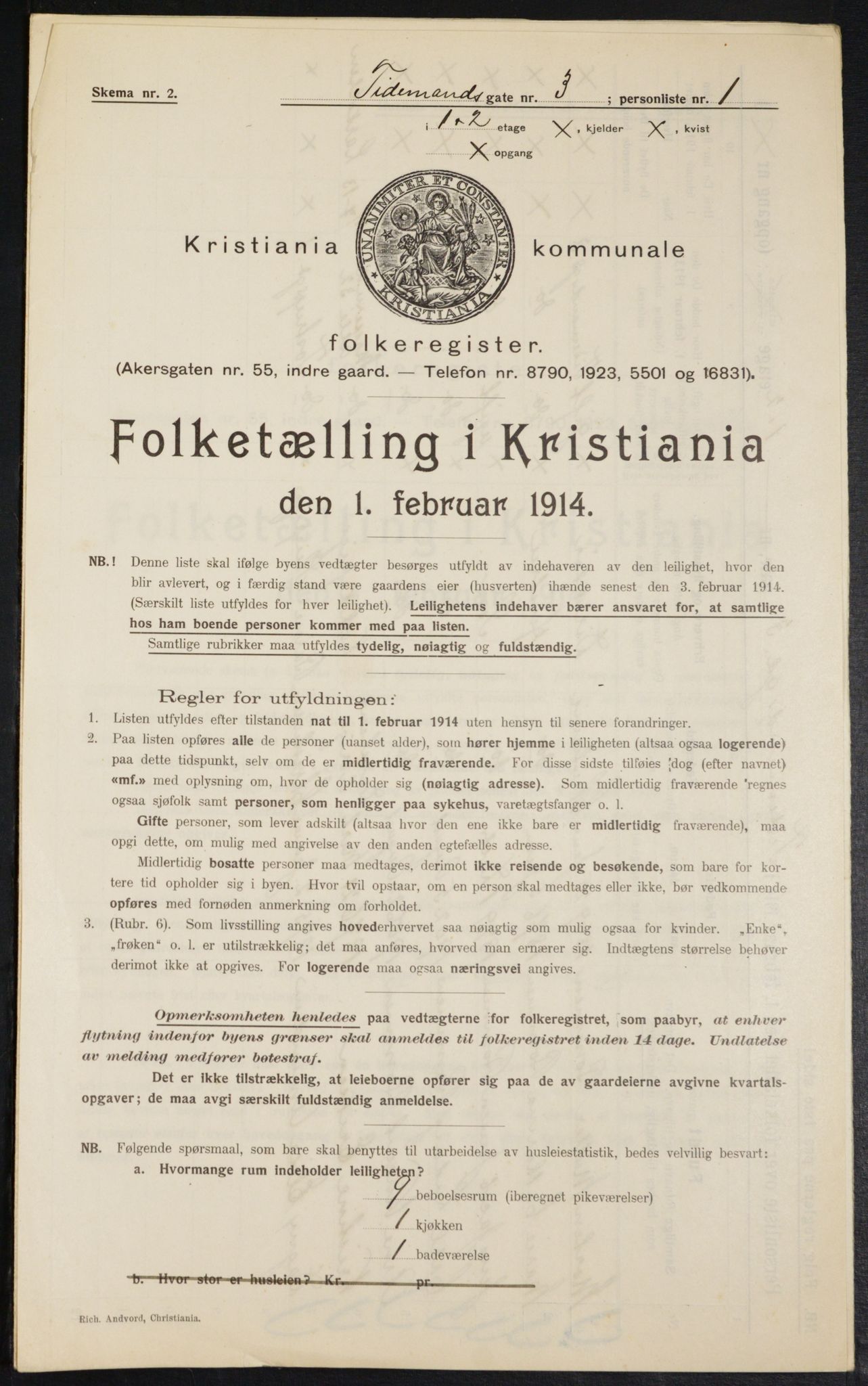 OBA, Kommunal folketelling 1.2.1914 for Kristiania, 1914, s. 112257