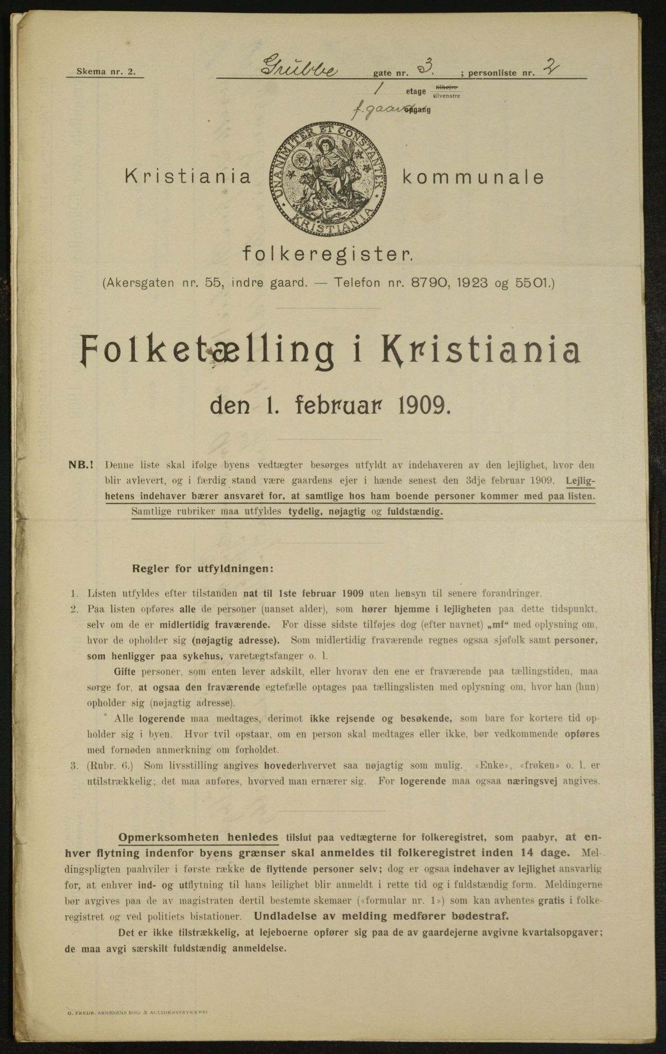 OBA, Kommunal folketelling 1.2.1909 for Kristiania kjøpstad, 1909, s. 27449