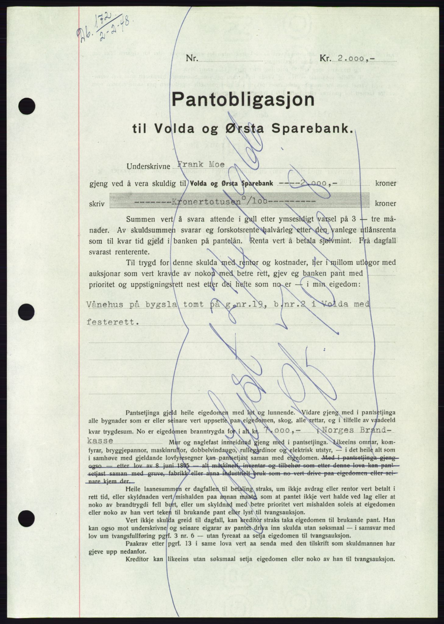Søre Sunnmøre sorenskriveri, AV/SAT-A-4122/1/2/2C/L0115: Pantebok nr. 3B, 1947-1948, Dagboknr: 172/1948