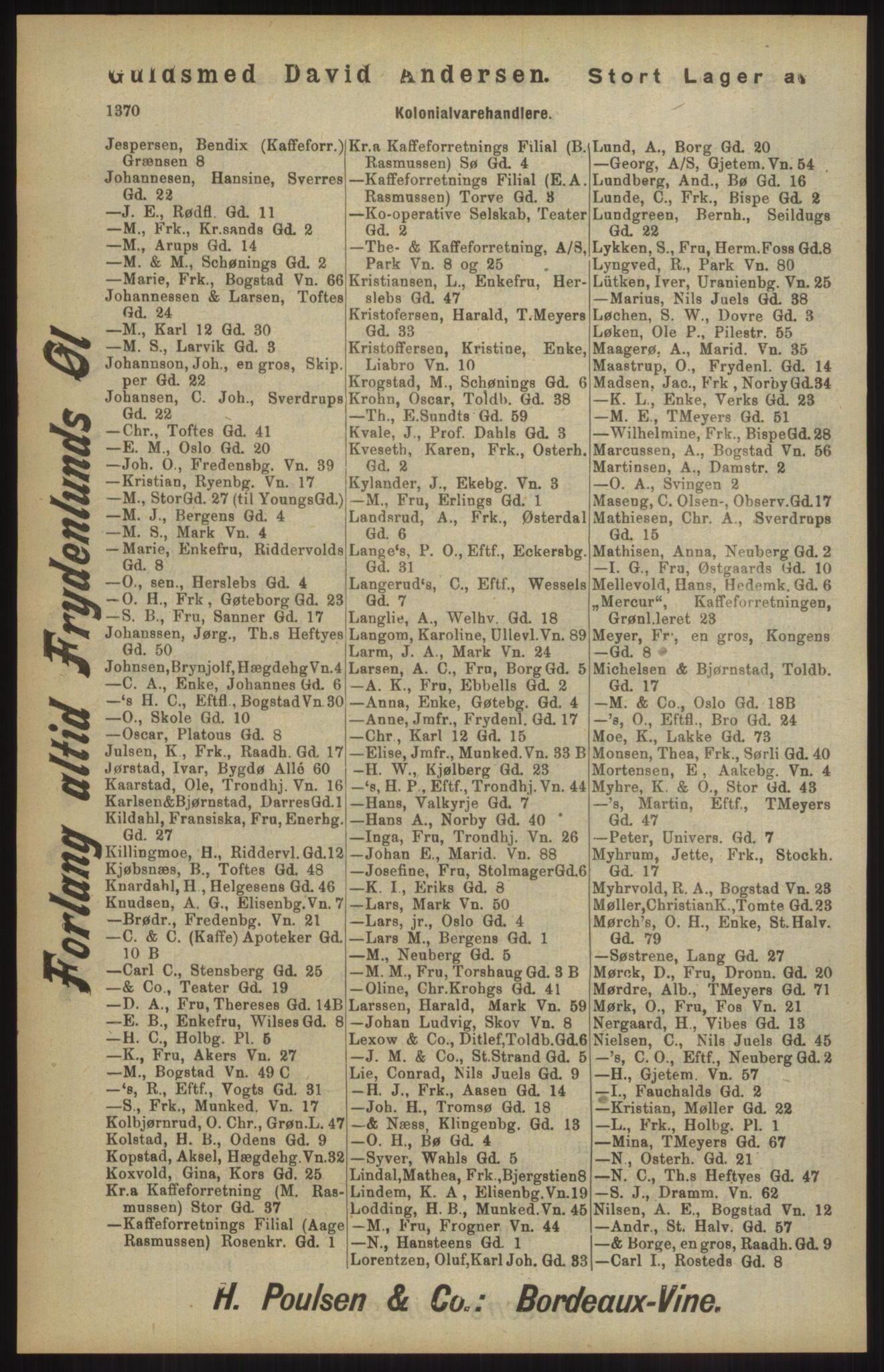 Kristiania/Oslo adressebok, PUBL/-, 1904, s. 1370