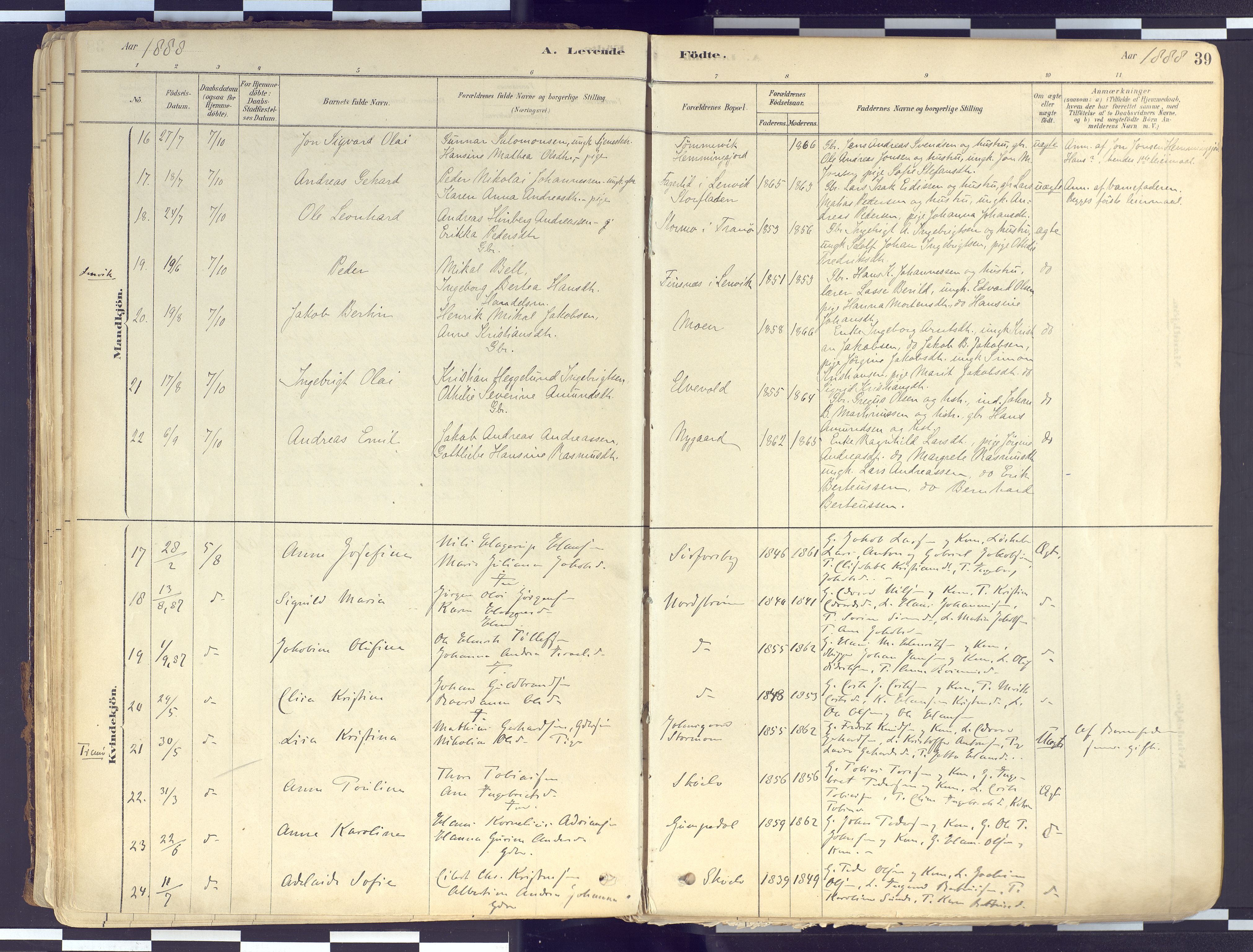 Tranøy sokneprestkontor, AV/SATØ-S-1313/I/Ia/Iaa/L0010kirke: Ministerialbok nr. 10, 1878-1904, s. 39