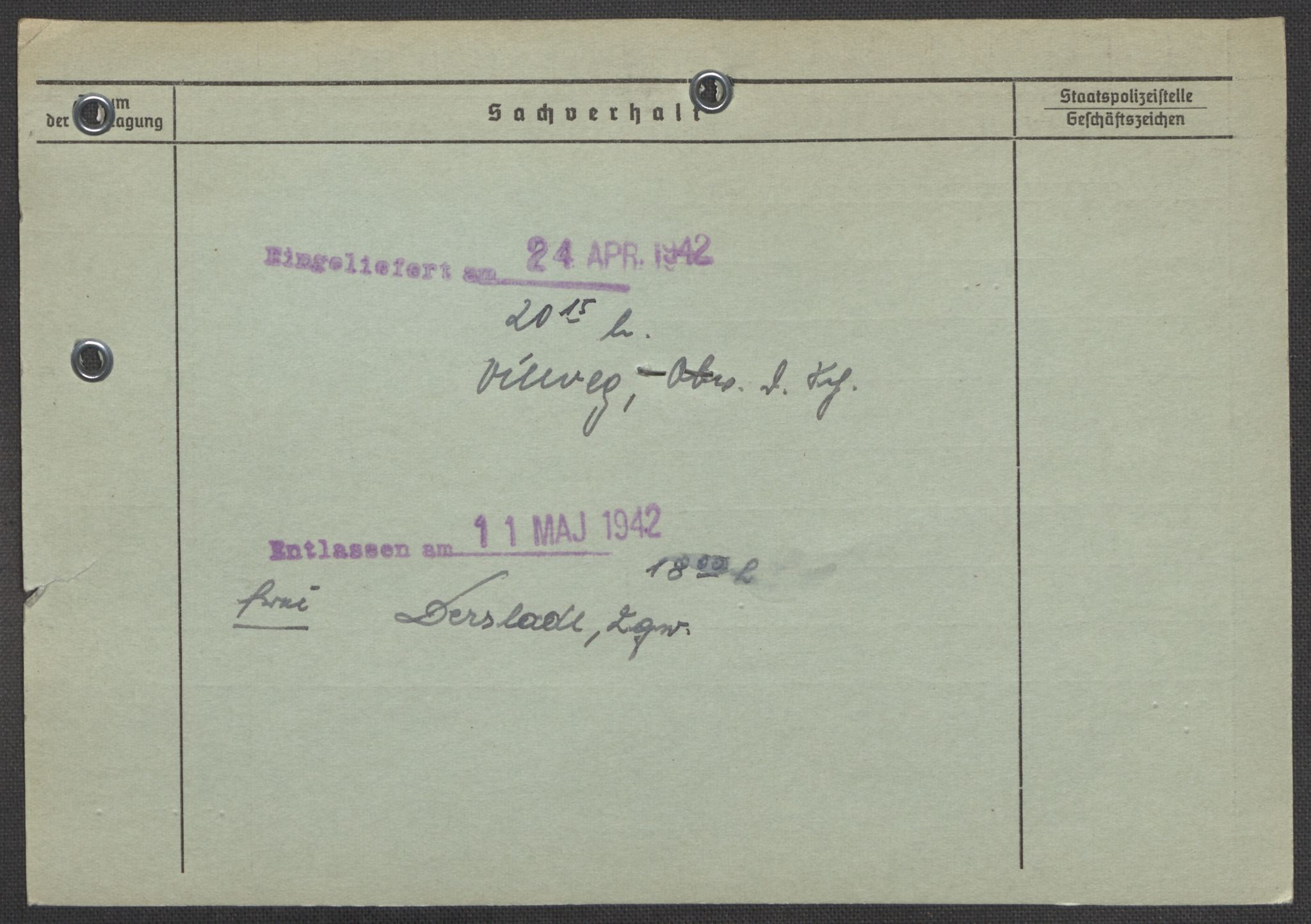 Befehlshaber der Sicherheitspolizei und des SD, AV/RA-RAFA-5969/E/Ea/Eaa/L0005: Register over norske fanger i Møllergata 19: Hø-Kj, 1940-1945, s. 1392