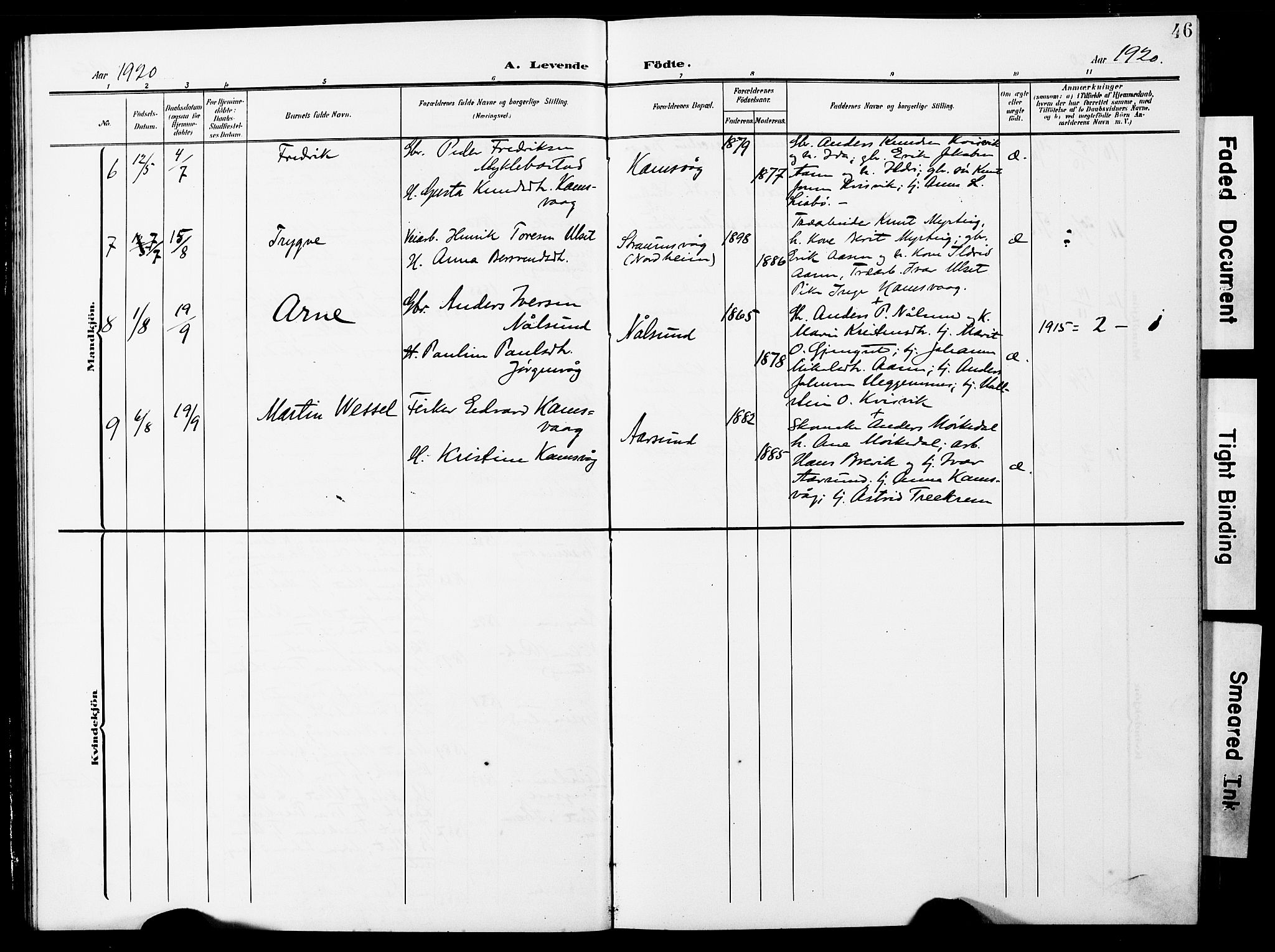 Ministerialprotokoller, klokkerbøker og fødselsregistre - Møre og Romsdal, AV/SAT-A-1454/587/L1001: Klokkerbok nr. 587C01, 1906-1927, s. 46