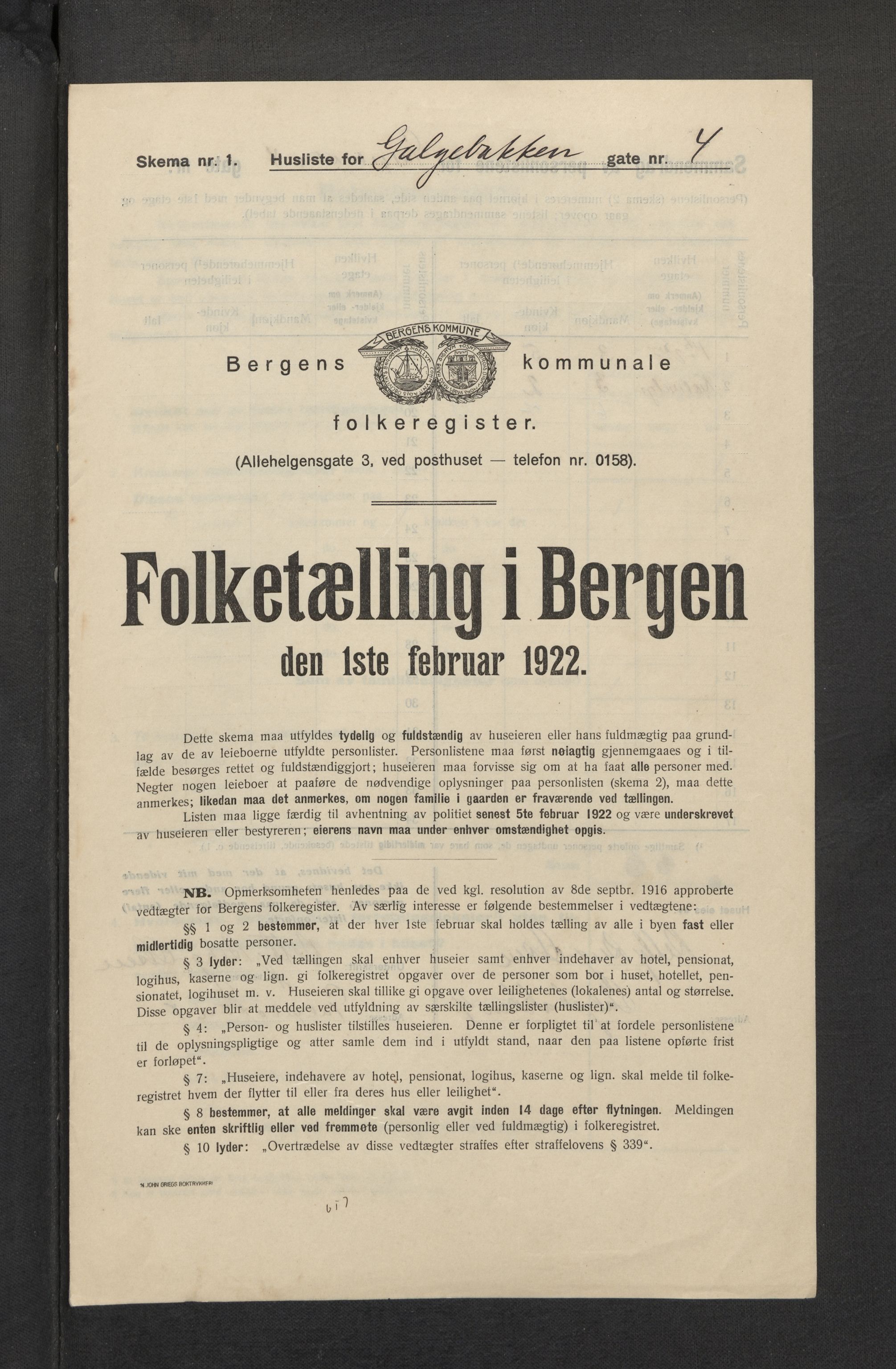 SAB, Kommunal folketelling 1922 for Bergen kjøpstad, 1922, s. 10306