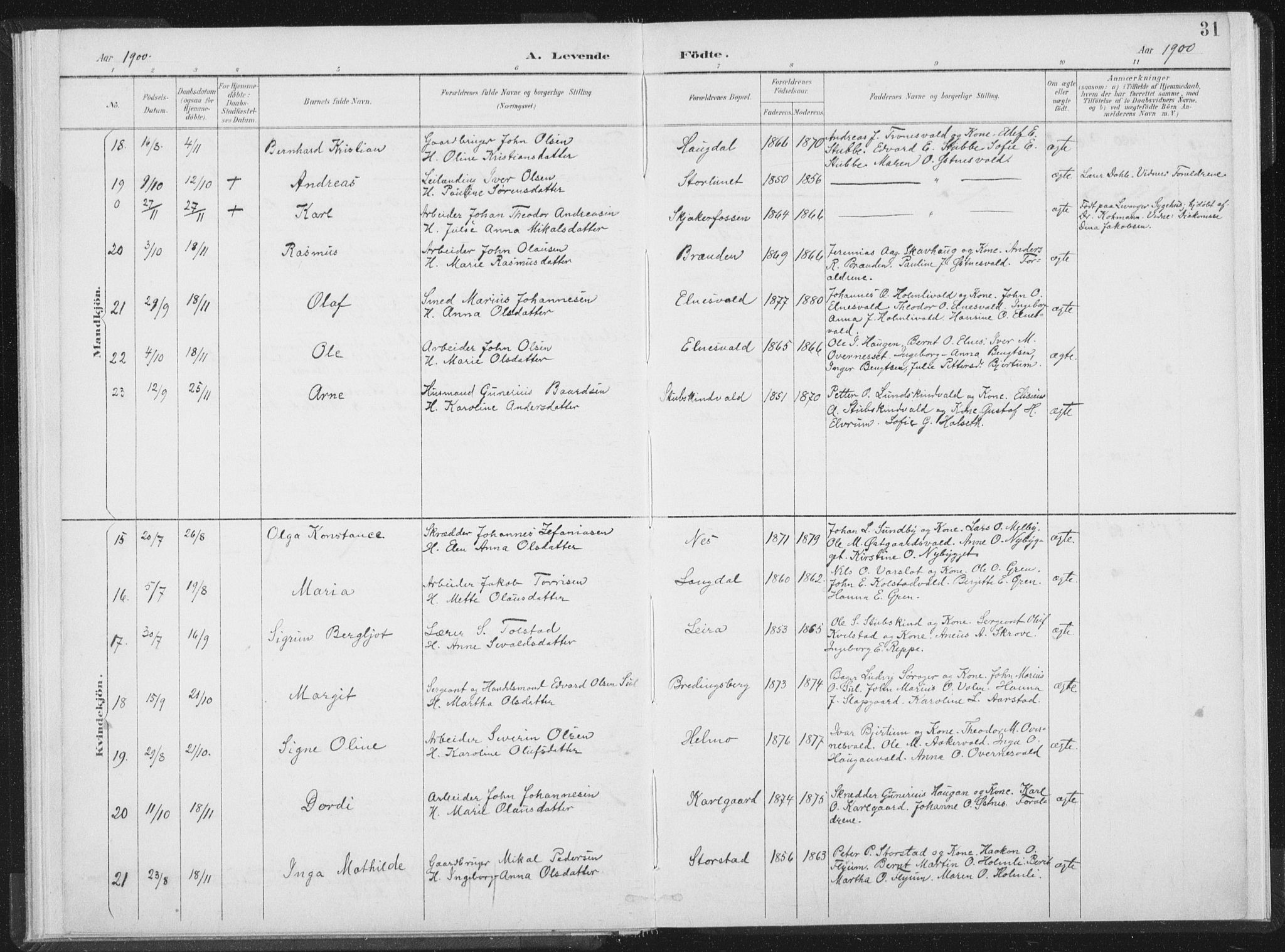 Ministerialprotokoller, klokkerbøker og fødselsregistre - Nord-Trøndelag, SAT/A-1458/724/L0263: Ministerialbok nr. 724A01, 1891-1907, s. 31