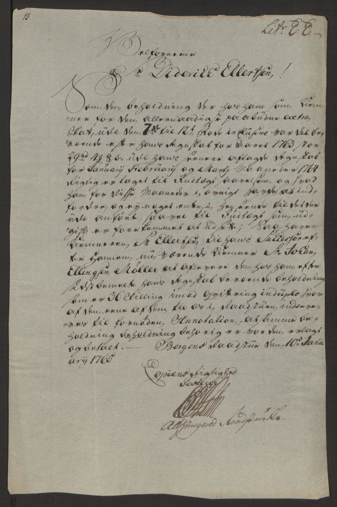 Rentekammeret inntil 1814, Reviderte regnskaper, Byregnskaper, RA/EA-4066/R/Rp/L0367/0001: [P21] Kontribusjonsregnskap / Ekstraskatt, 1764, s. 175