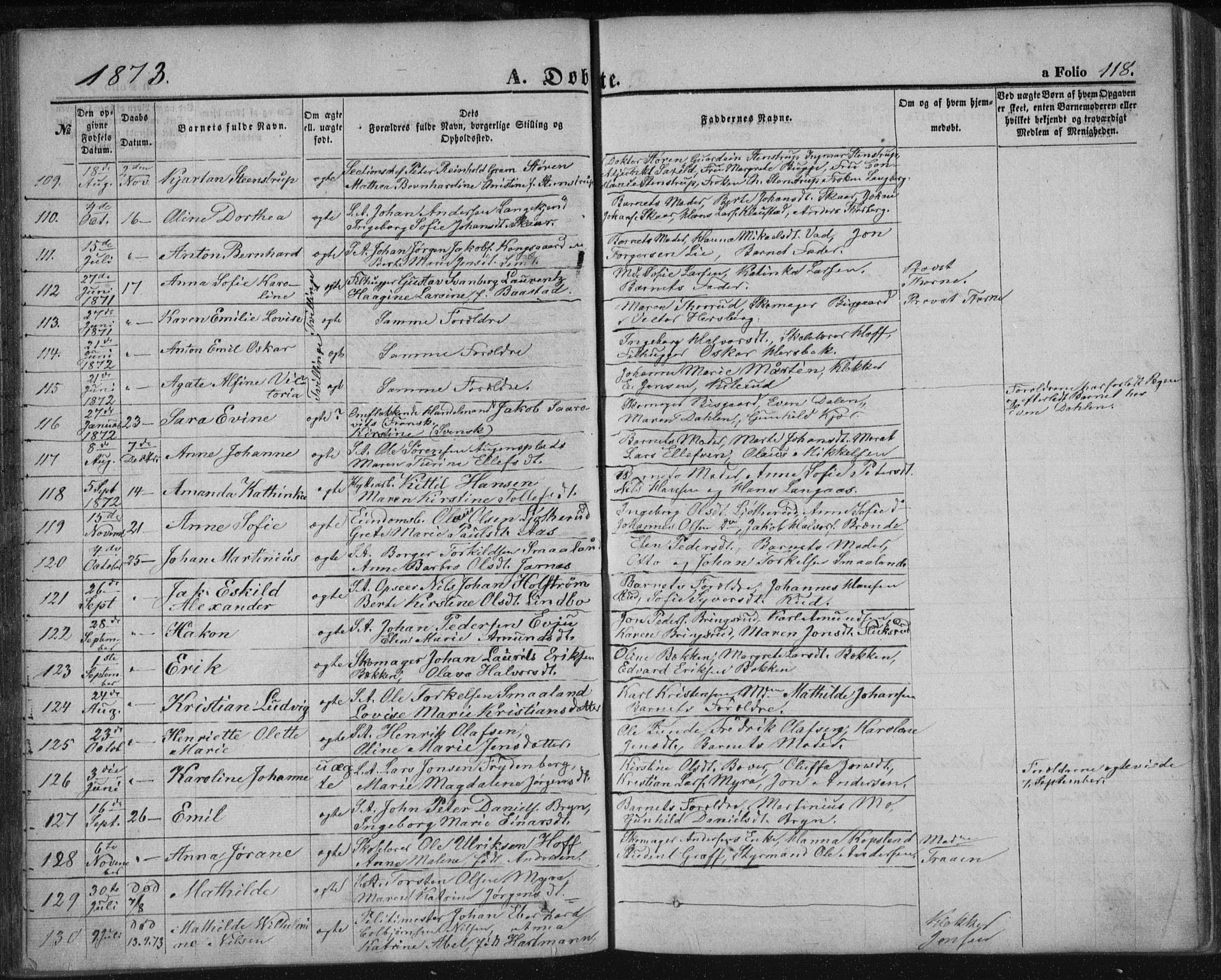 Kongsberg kirkebøker, AV/SAKO-A-22/F/Fa/L0010: Ministerialbok nr. I 10, 1859-1875, s. 118