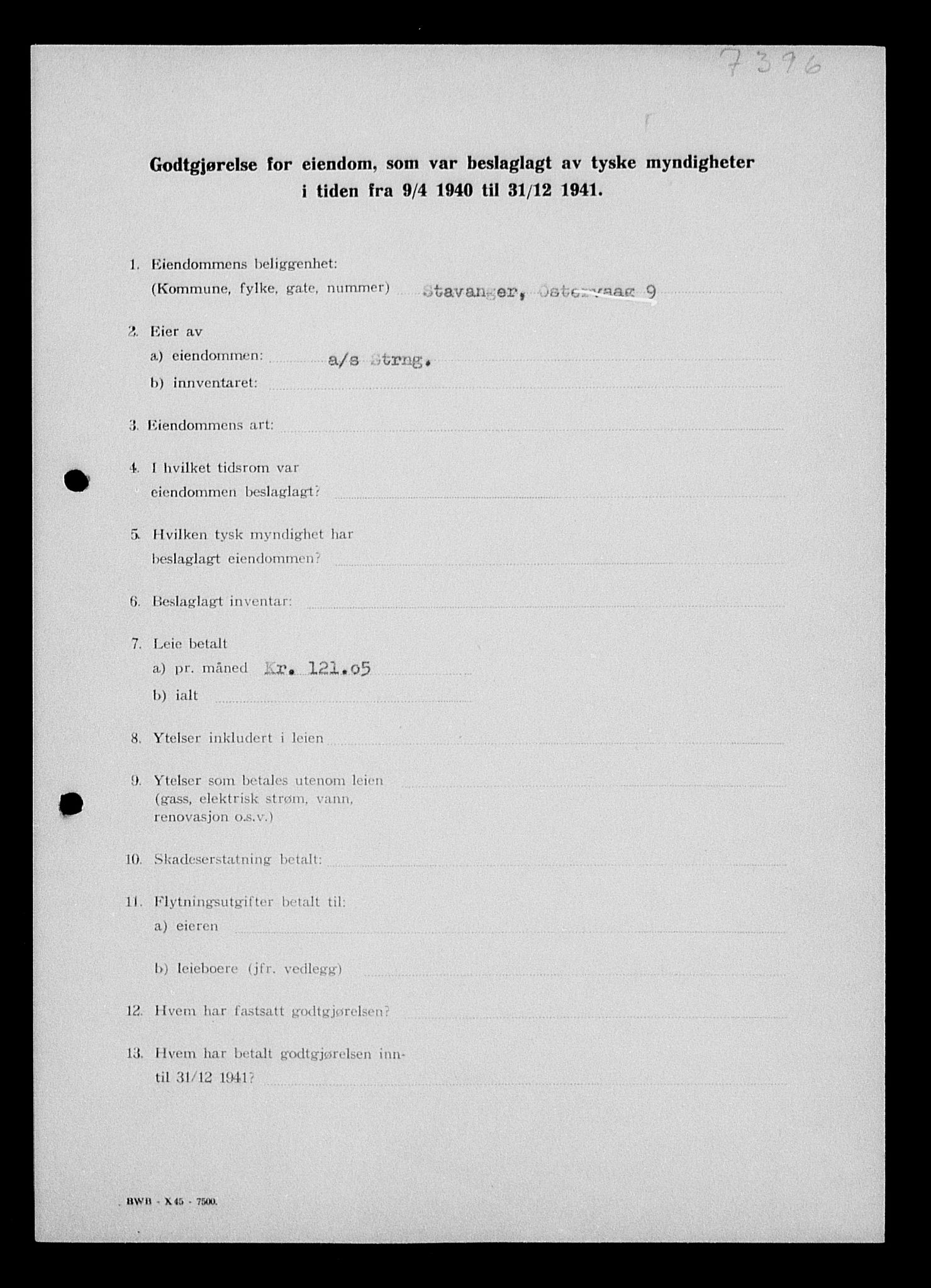 Justisdepartementet, Tilbakeføringskontoret for inndratte formuer, AV/RA-S-1564/I/L1014: Godtgjørelse for beslaglagt eiendom, 1940-1941, s. 135