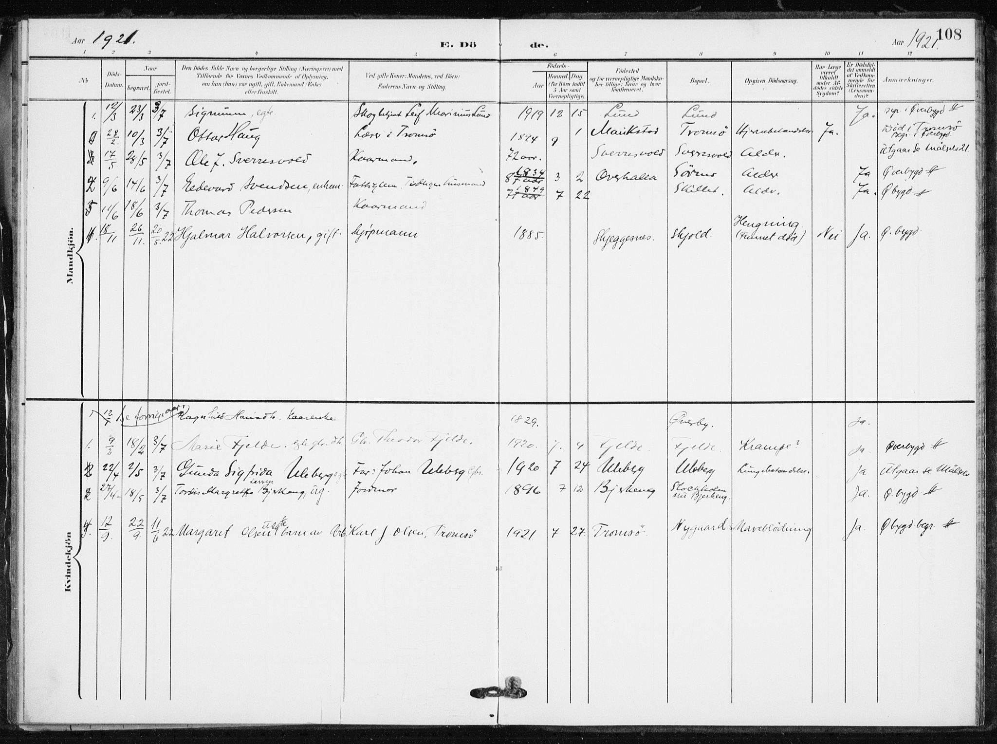 Målselv sokneprestembete, AV/SATØ-S-1311/G/Ga/Gaa/L0012kirke: Ministerialbok nr. 12, 1903-1920, s. 108