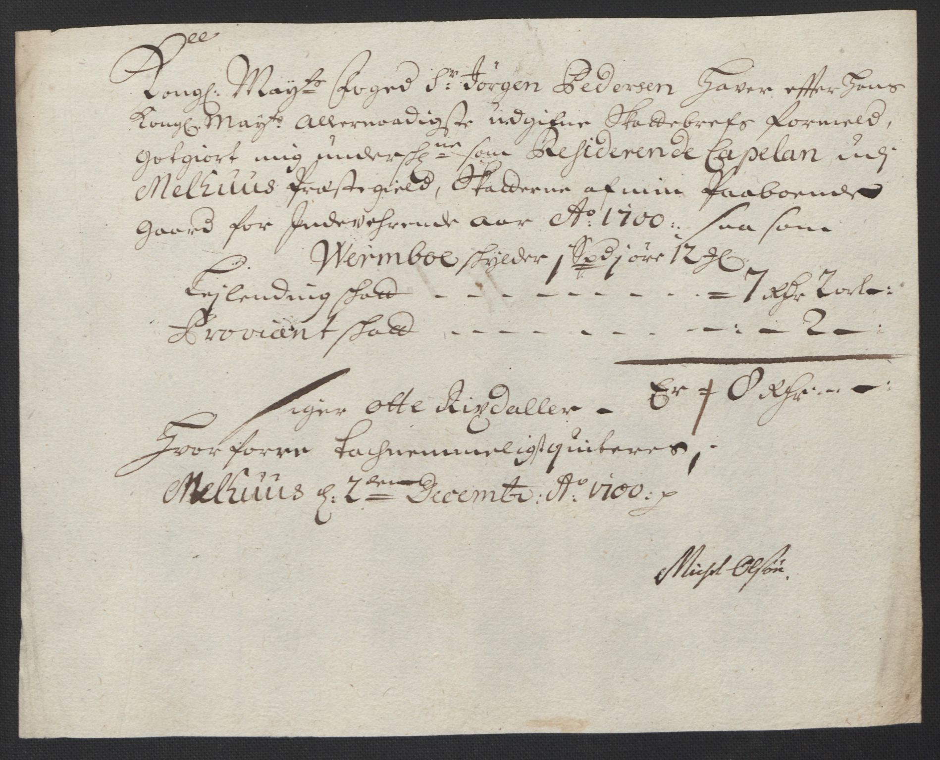 Rentekammeret inntil 1814, Reviderte regnskaper, Fogderegnskap, AV/RA-EA-4092/R60/L3950: Fogderegnskap Orkdal og Gauldal, 1700, s. 383