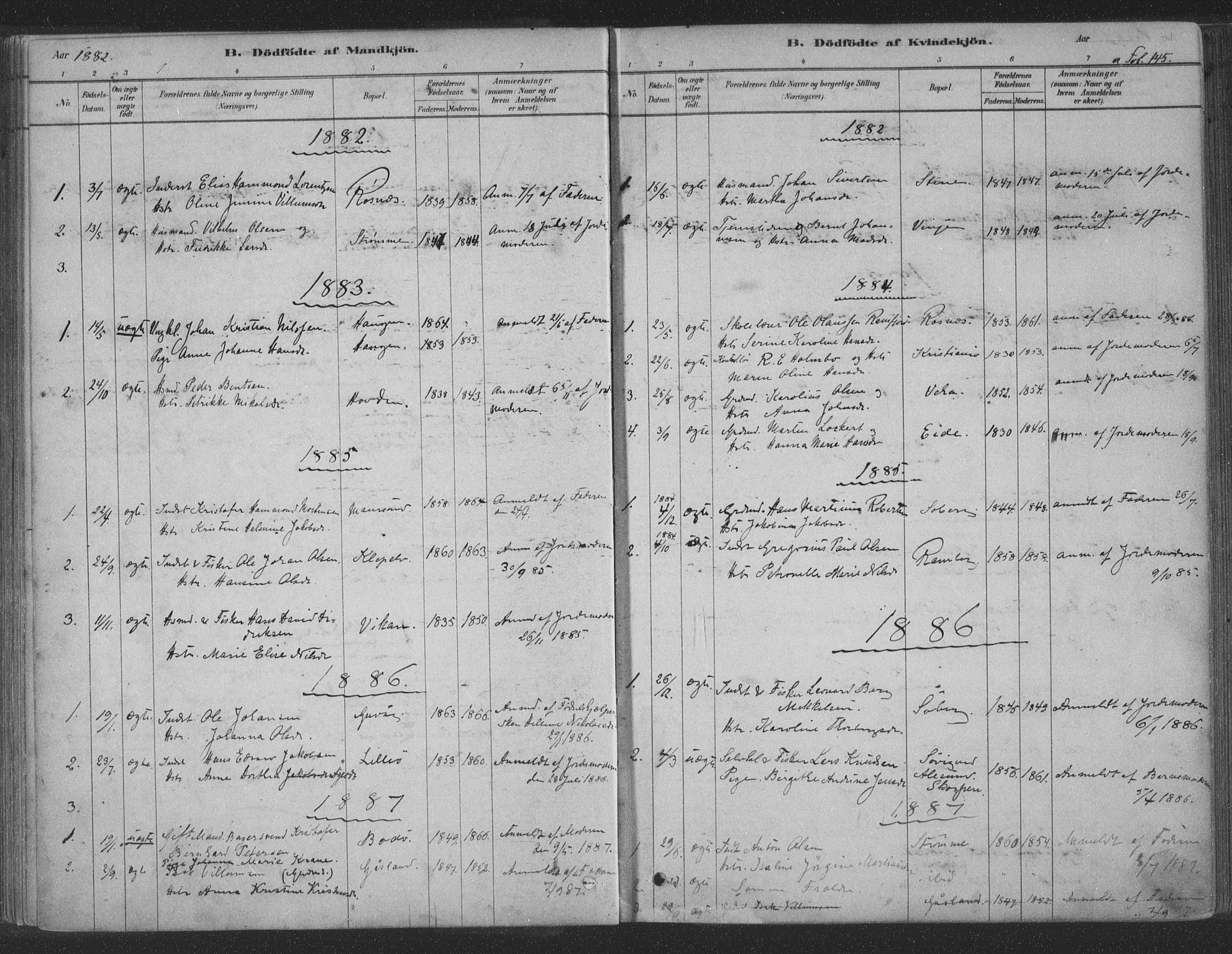 Ministerialprotokoller, klokkerbøker og fødselsregistre - Nordland, SAT/A-1459/891/L1302: Ministerialbok nr. 891A07, 1878-1895, s. 145