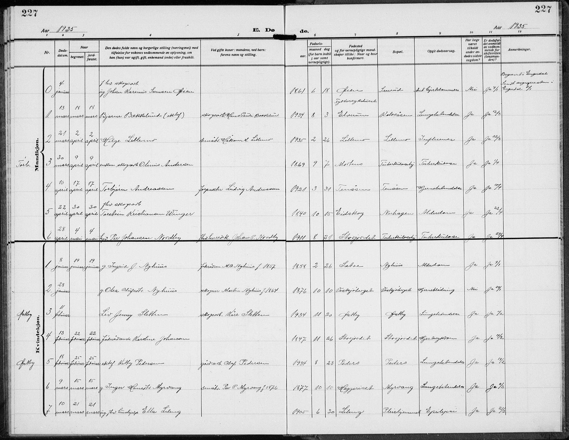 Trysil prestekontor, AV/SAH-PREST-046/H/Ha/Hab/L0010: Klokkerbok nr. 10, 1917-1937, s. 227