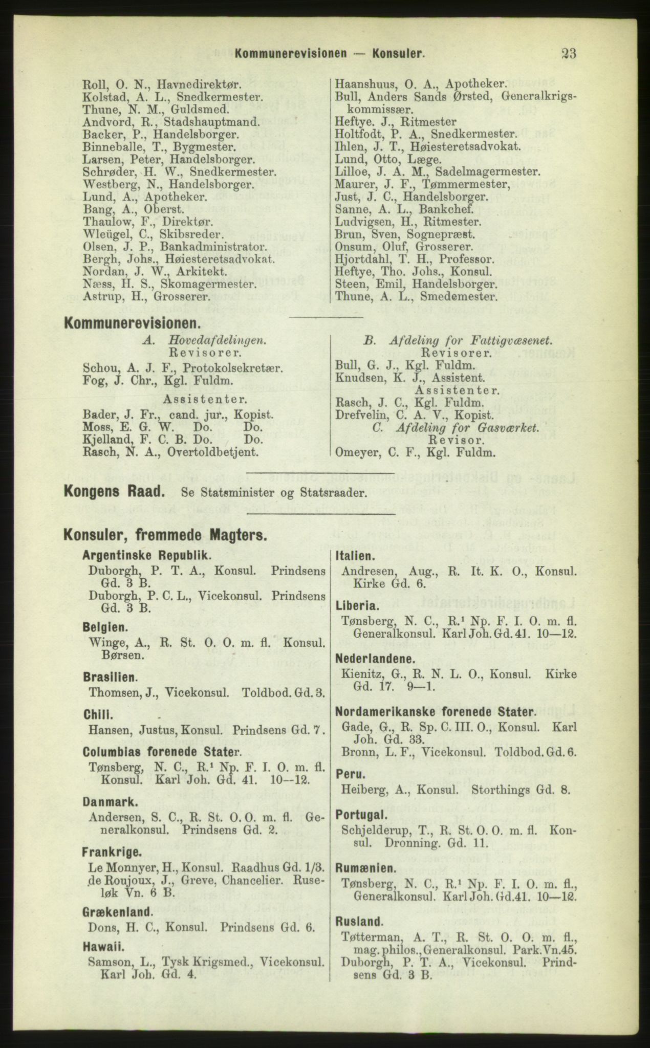 Kristiania/Oslo adressebok, PUBL/-, 1883, s. 23