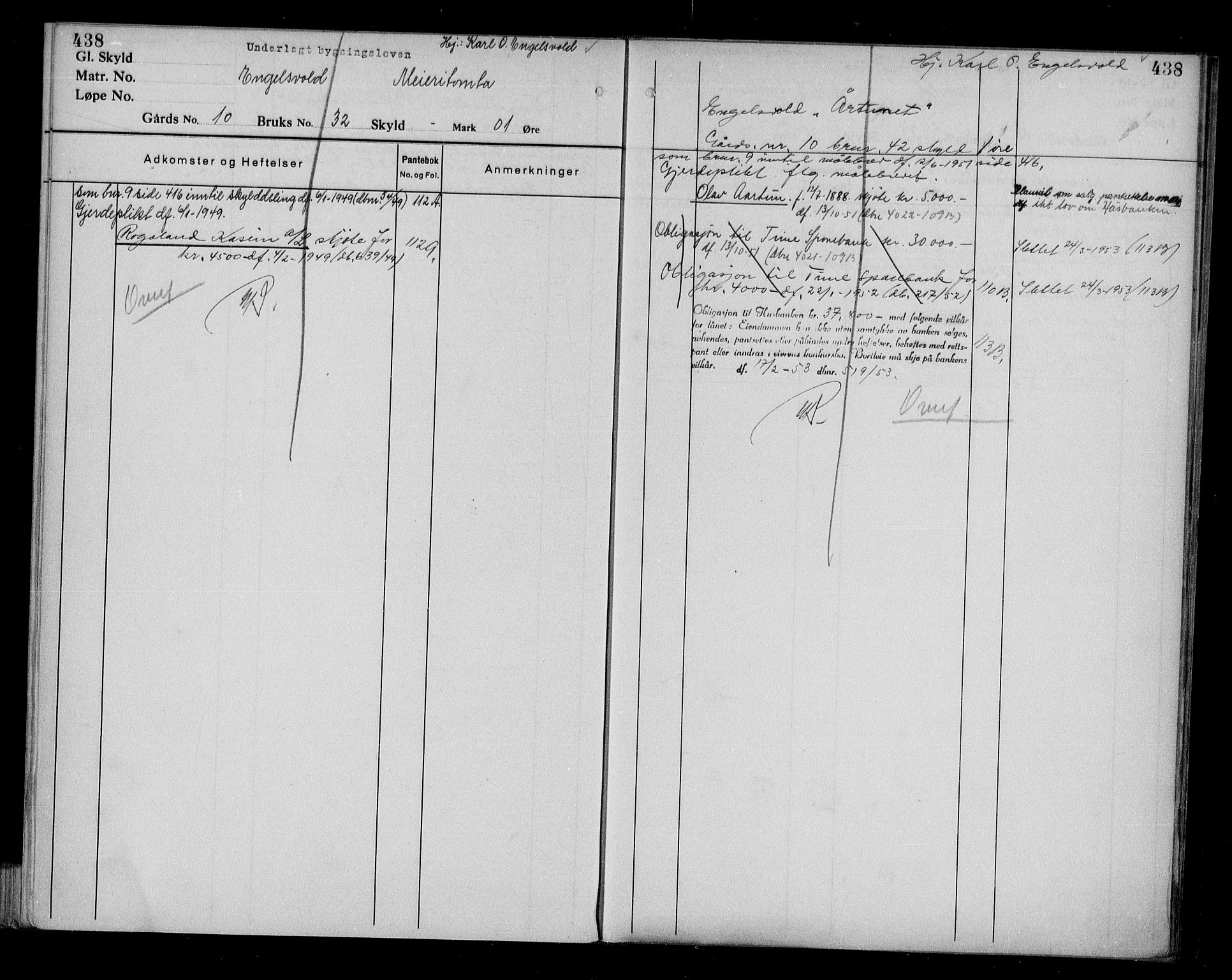 Jæren sorenskriveri, AV/SAST-A-100310/01/4/41/41ABG/L0003: Panteregister nr. 41 ABG3, 1932, s. 438