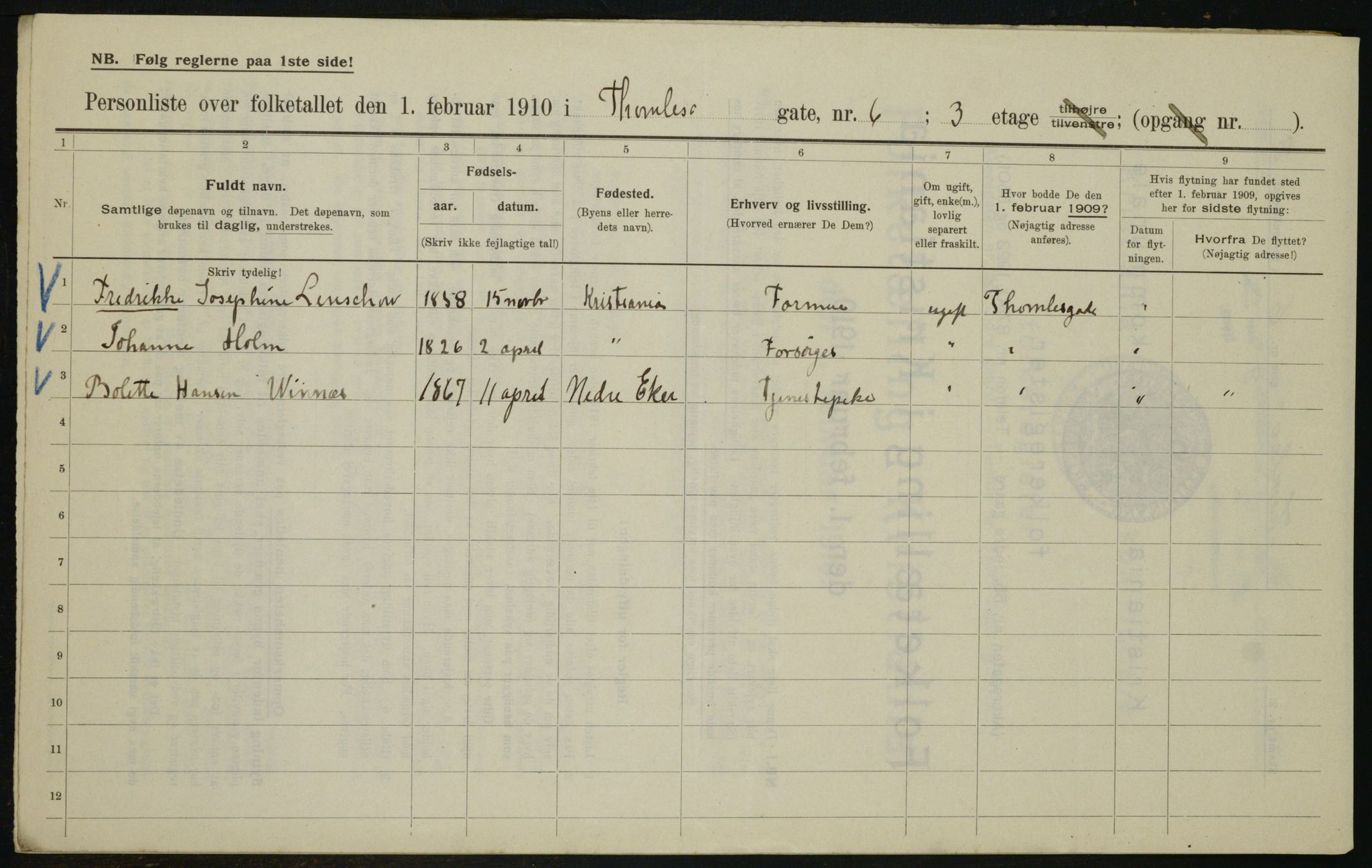 OBA, Kommunal folketelling 1.2.1910 for Kristiania, 1910, s. 103681
