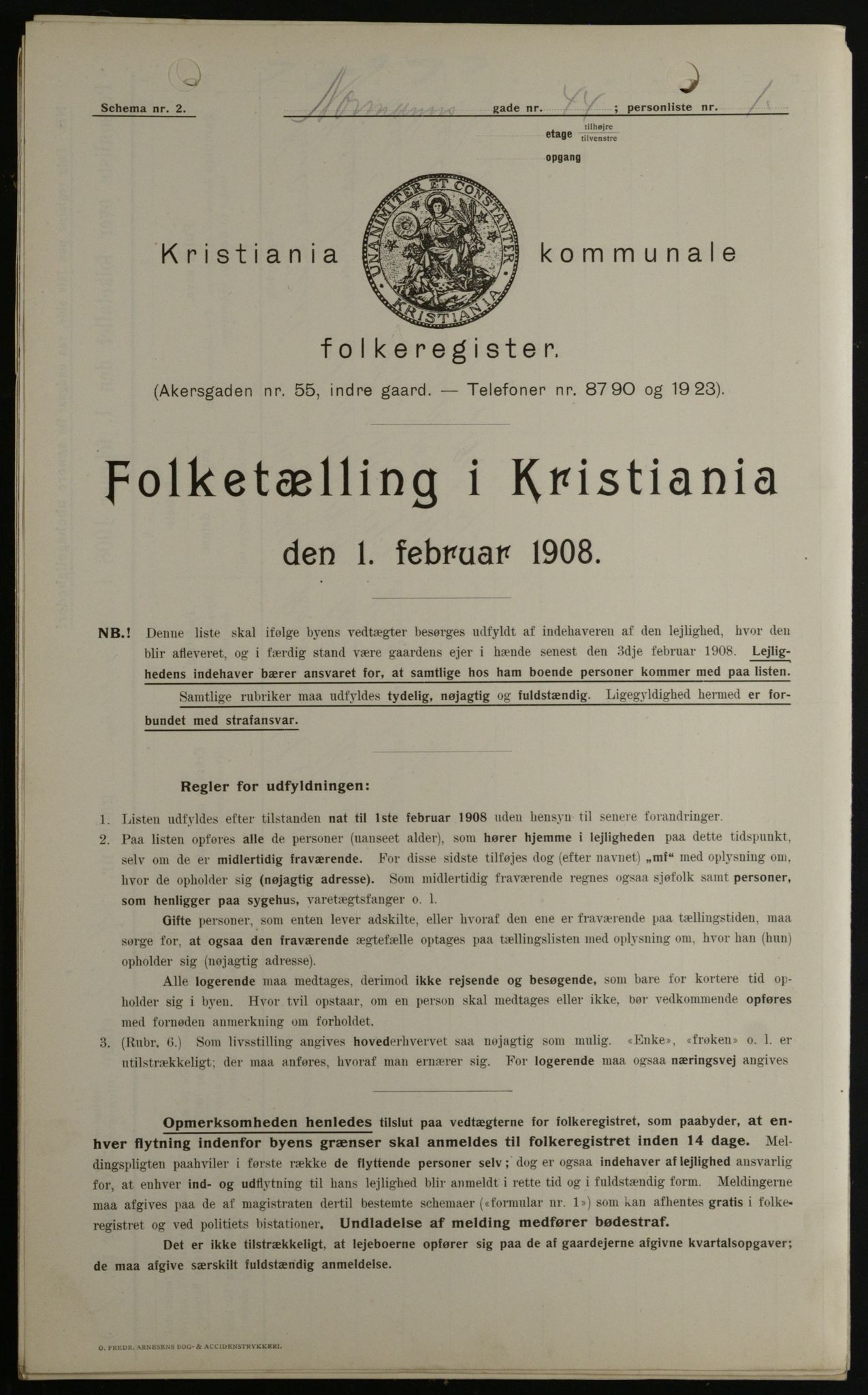 OBA, Kommunal folketelling 1.2.1908 for Kristiania kjøpstad, 1908, s. 66427