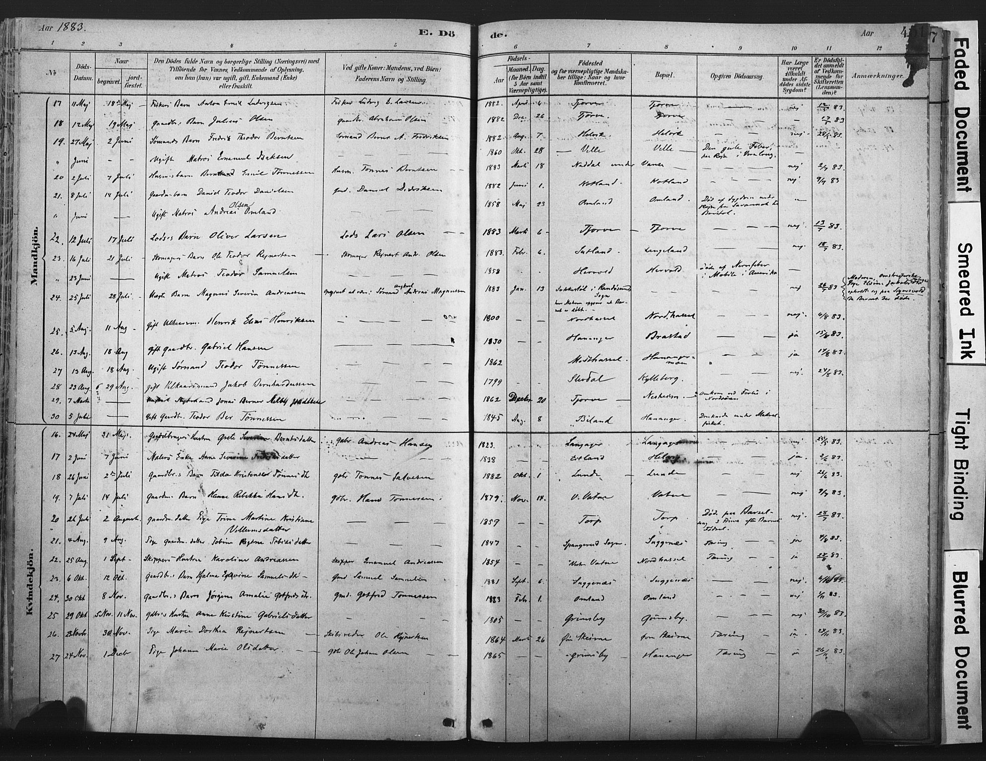Lista sokneprestkontor, SAK/1111-0027/F/Fa/L0012: Ministerialbok nr. A 12, 1879-1903, s. 451