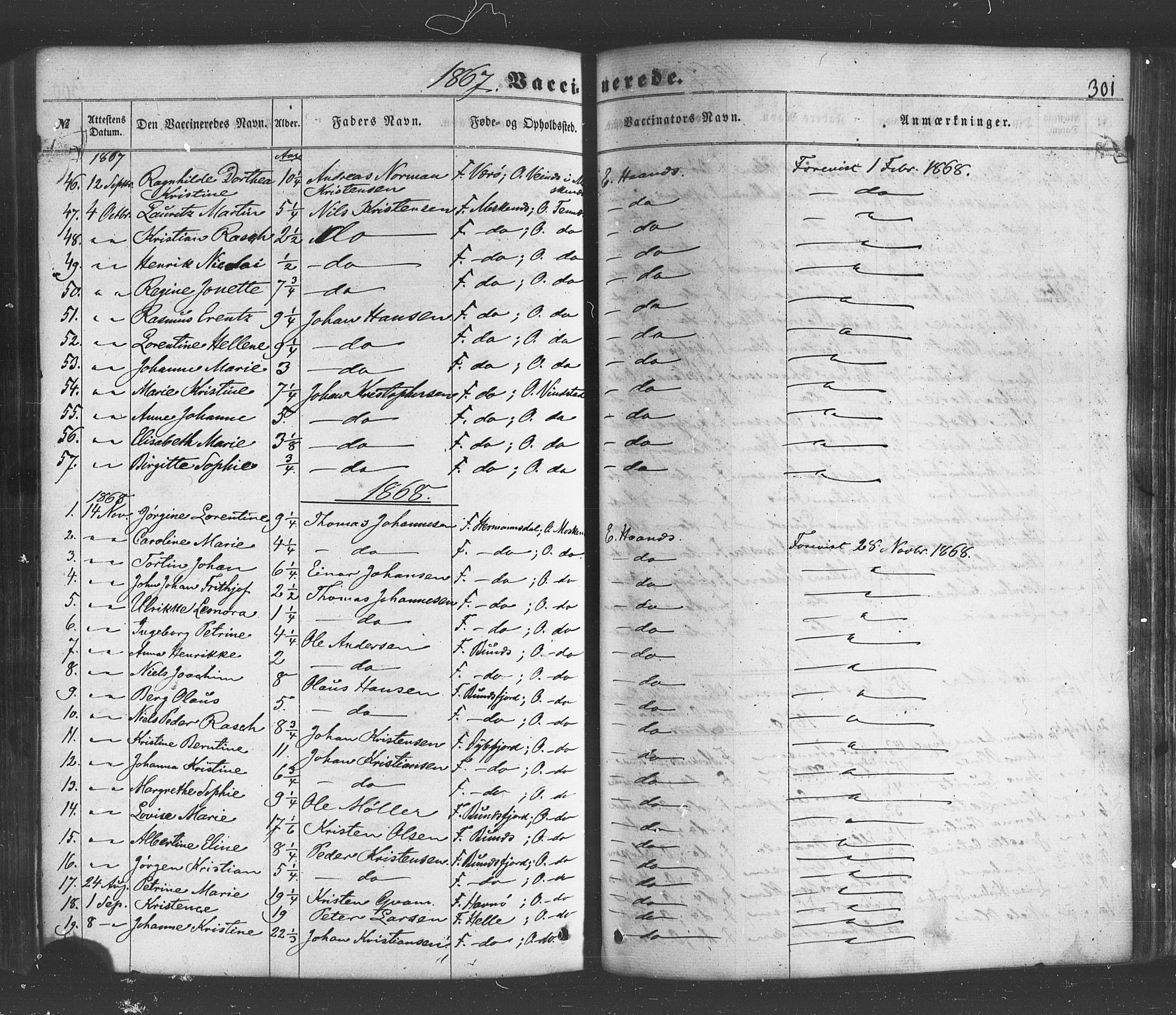 Ministerialprotokoller, klokkerbøker og fødselsregistre - Nordland, AV/SAT-A-1459/885/L1203: Ministerialbok nr. 885A04, 1859-1877, s. 301