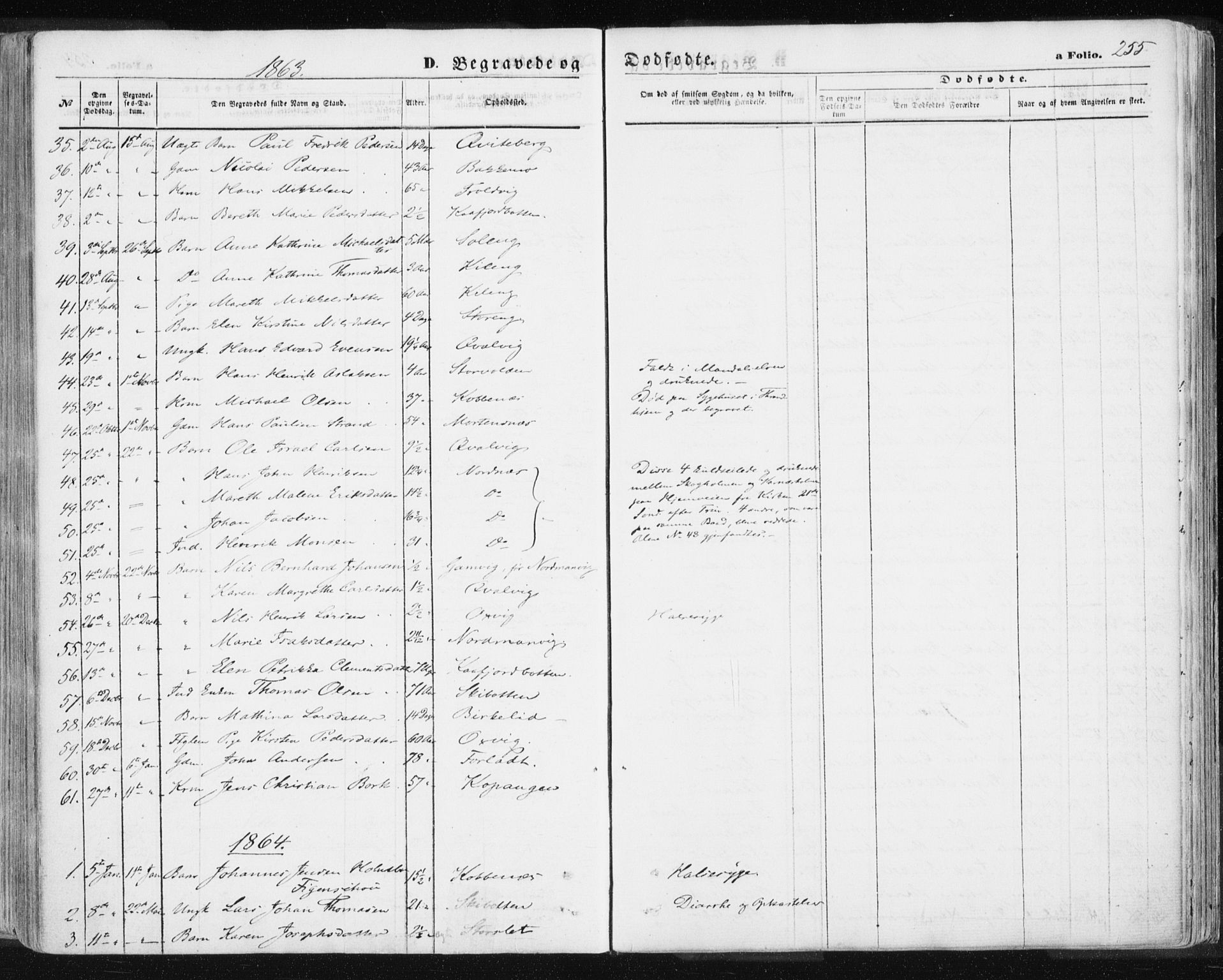 Lyngen sokneprestembete, AV/SATØ-S-1289/H/He/Hea/L0005kirke: Ministerialbok nr. 5, 1859-1869, s. 255