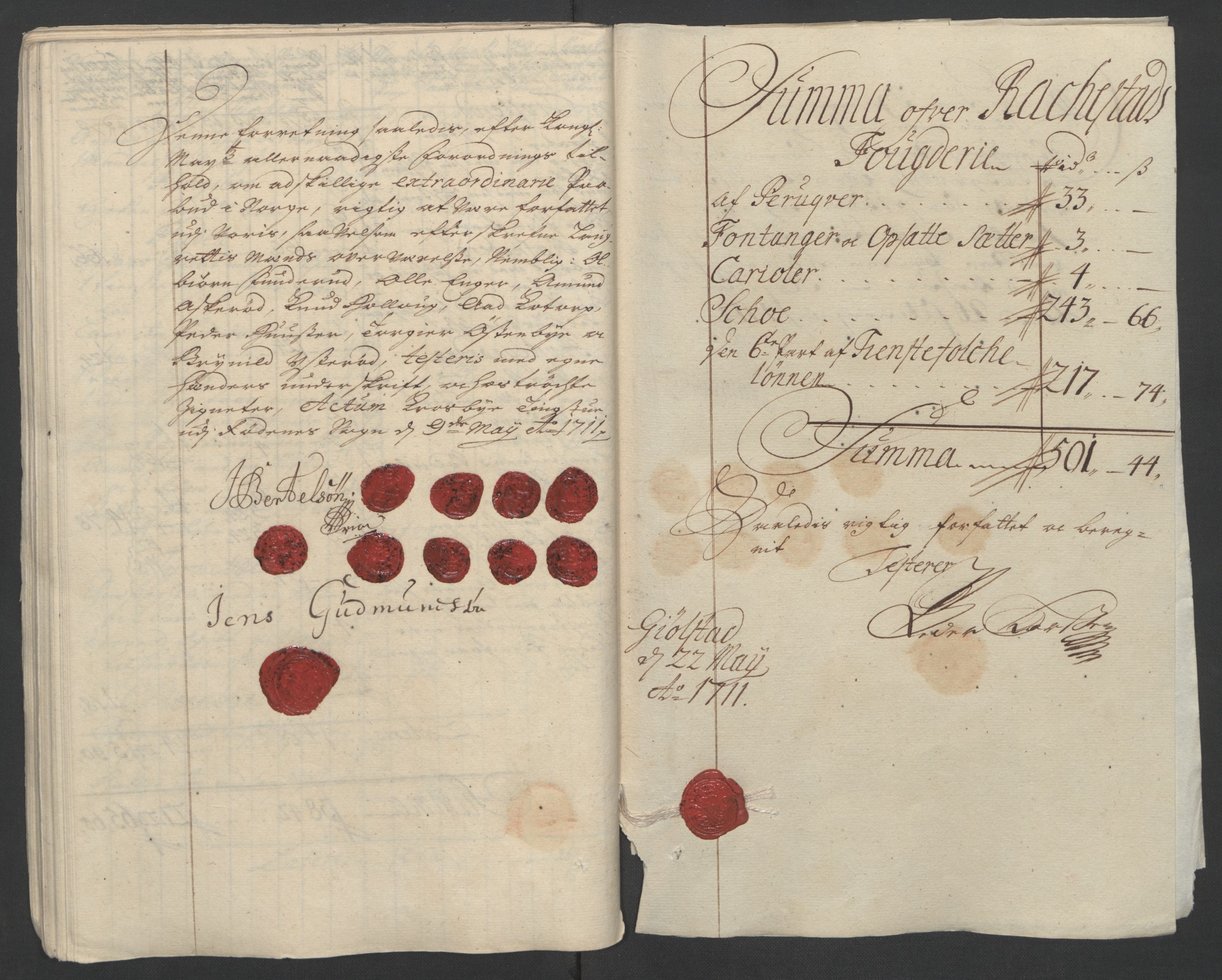 Rentekammeret inntil 1814, Reviderte regnskaper, Fogderegnskap, AV/RA-EA-4092/R07/L0304: Fogderegnskap Rakkestad, Heggen og Frøland, 1711, s. 61