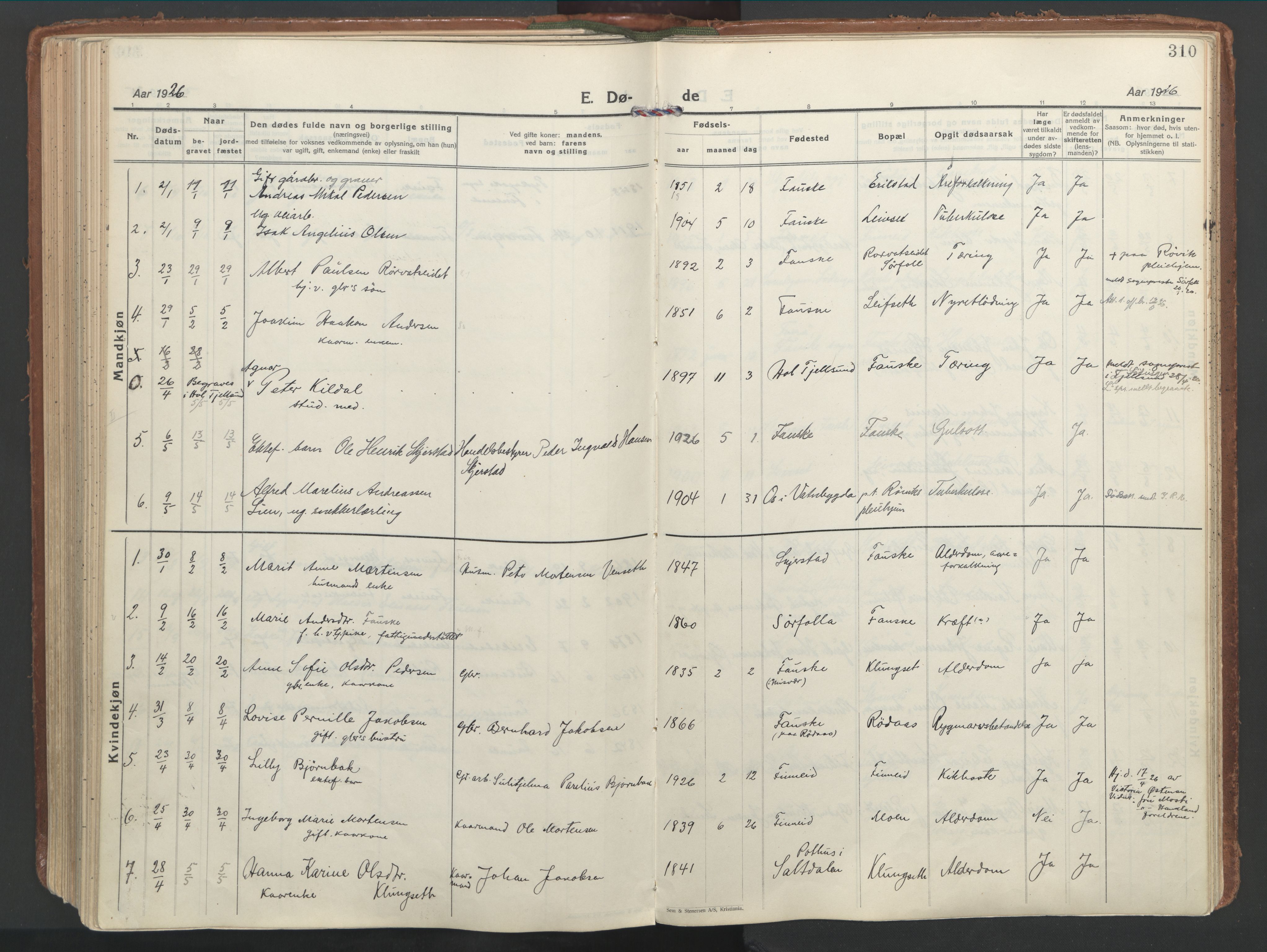 Ministerialprotokoller, klokkerbøker og fødselsregistre - Nordland, AV/SAT-A-1459/849/L0699: Ministerialbok nr. 849A10, 1924-1937, s. 310