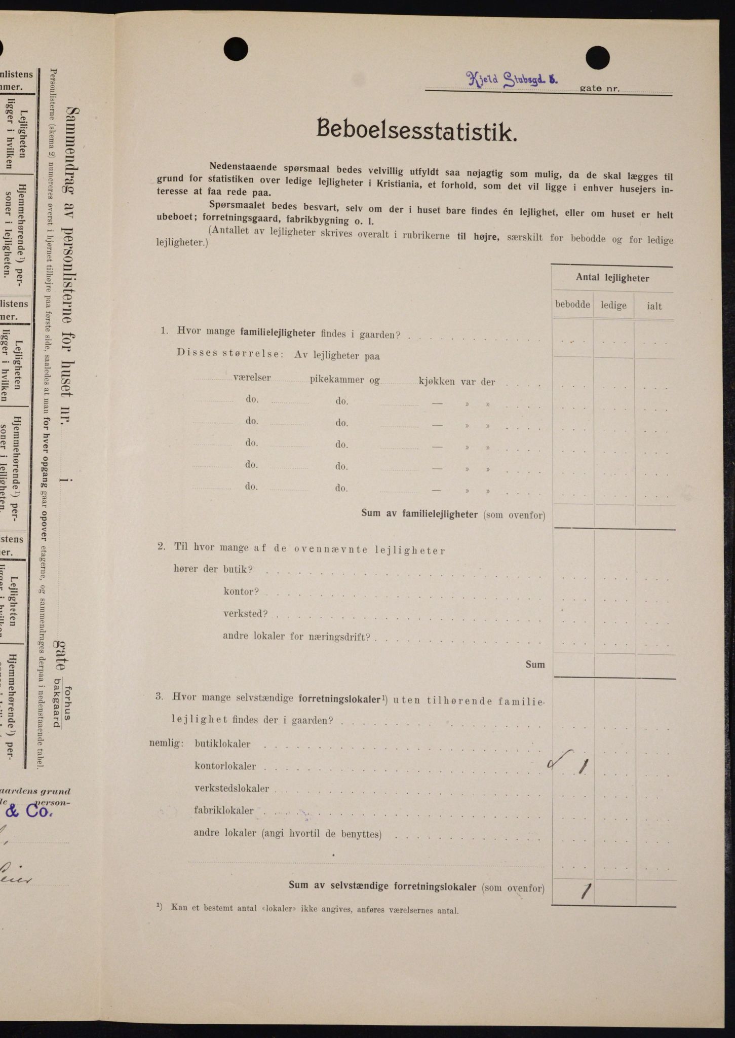 OBA, Kommunal folketelling 1.2.1909 for Kristiania kjøpstad, 1909, s. 46943